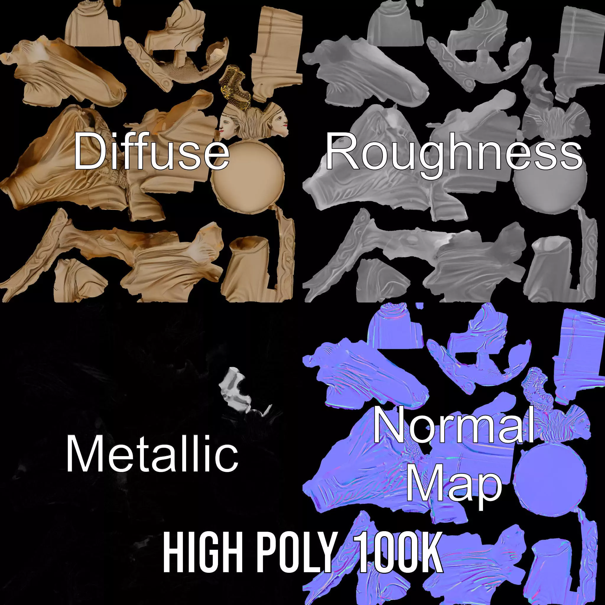 Serene Praying Statue model pack Low-poly 3D model_3