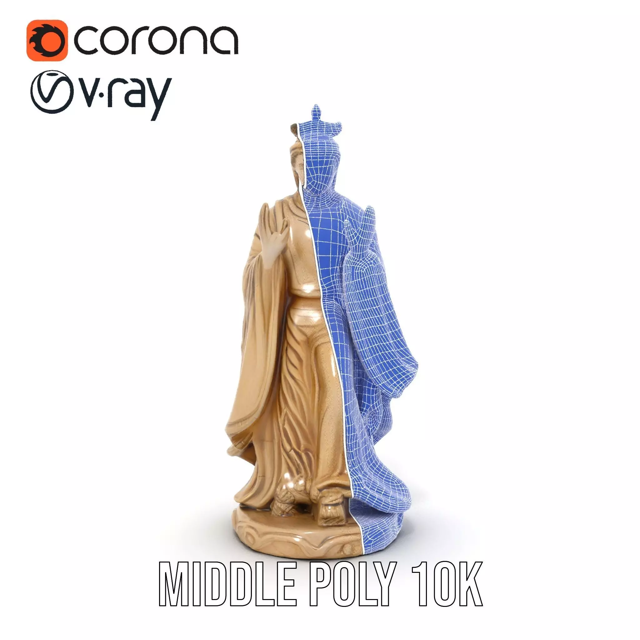 Serene Praying Statue model pack Low-poly 3D model_21