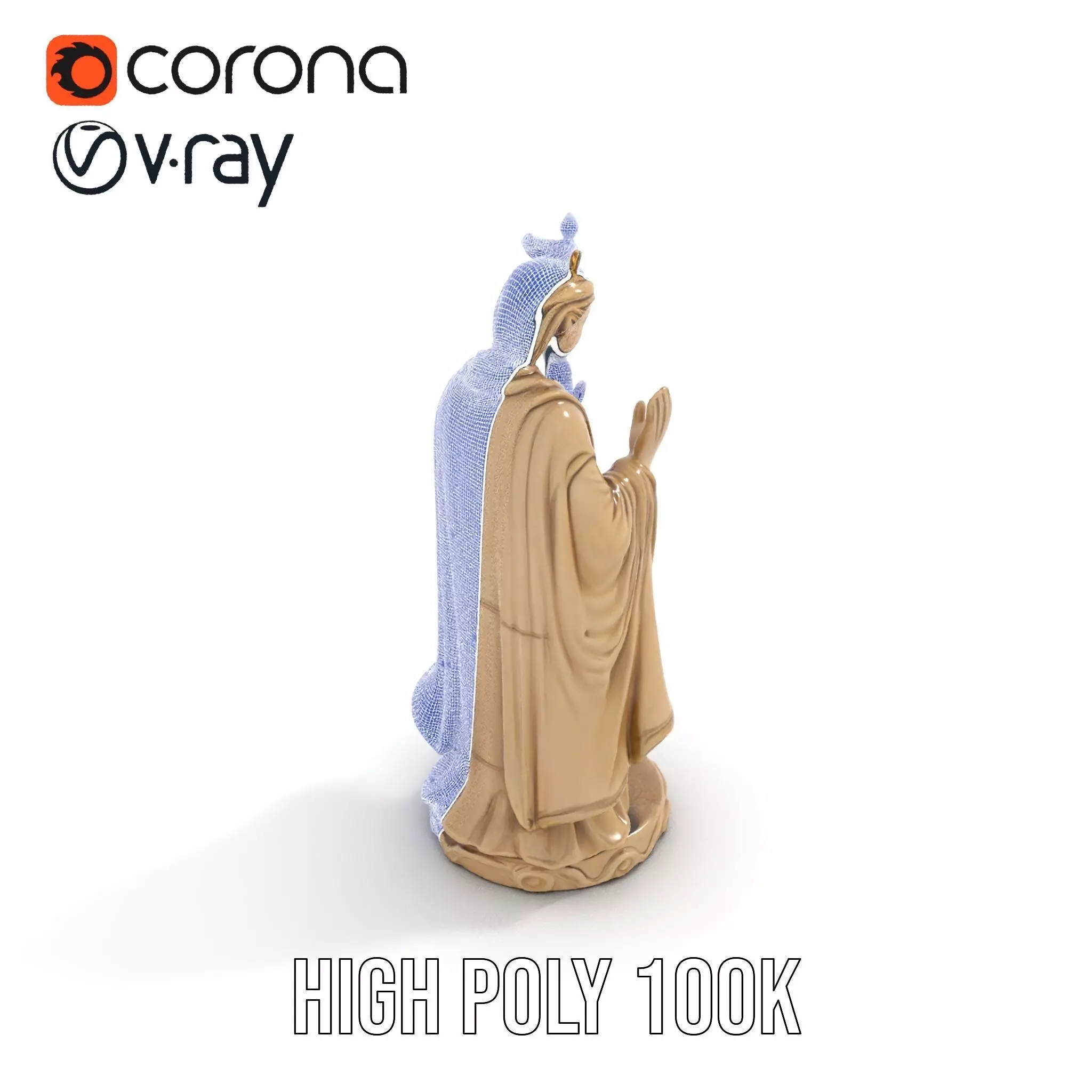 Serene Praying Statue model pack Low-poly 3D model_20