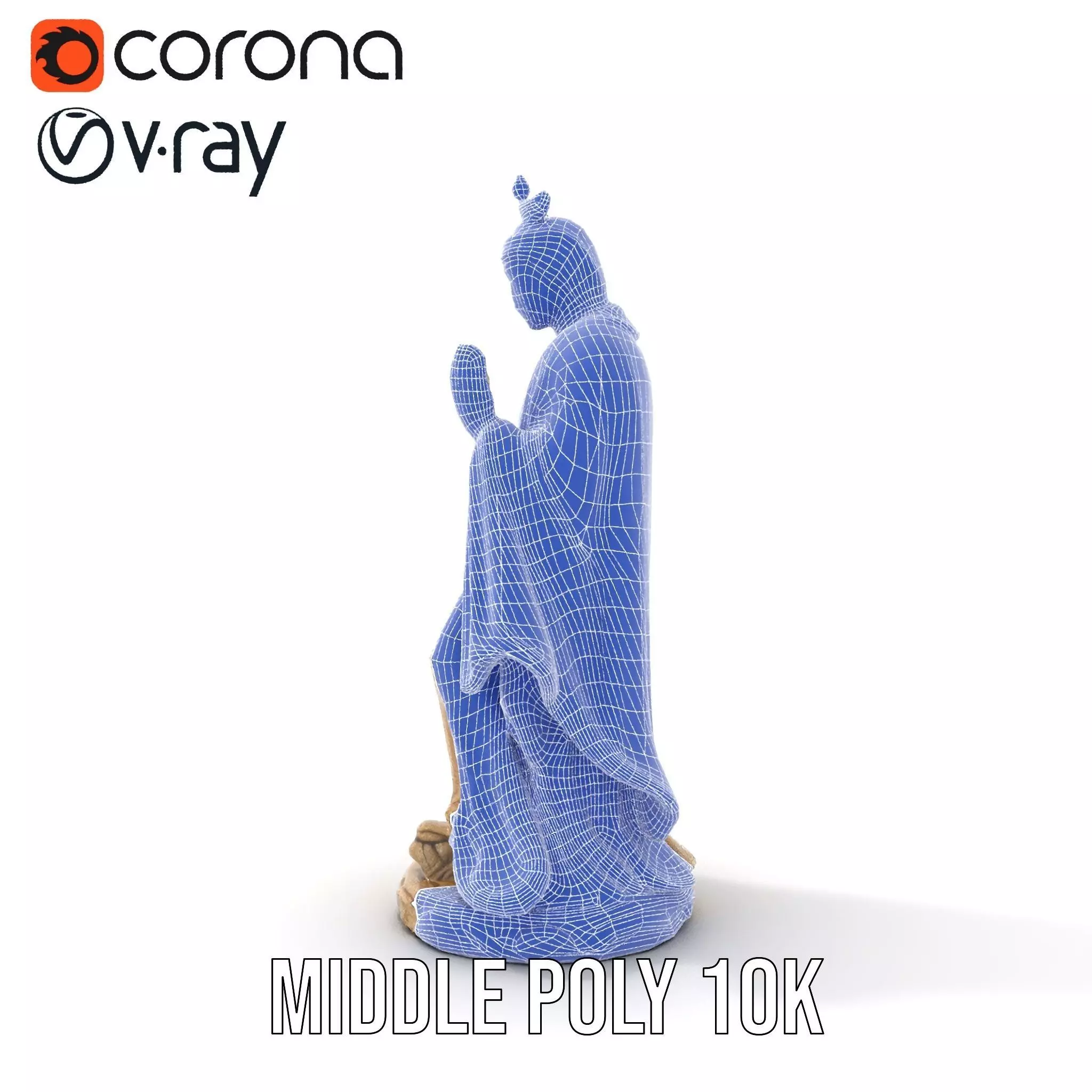 Serene Praying Statue model pack Low-poly 3D model_27