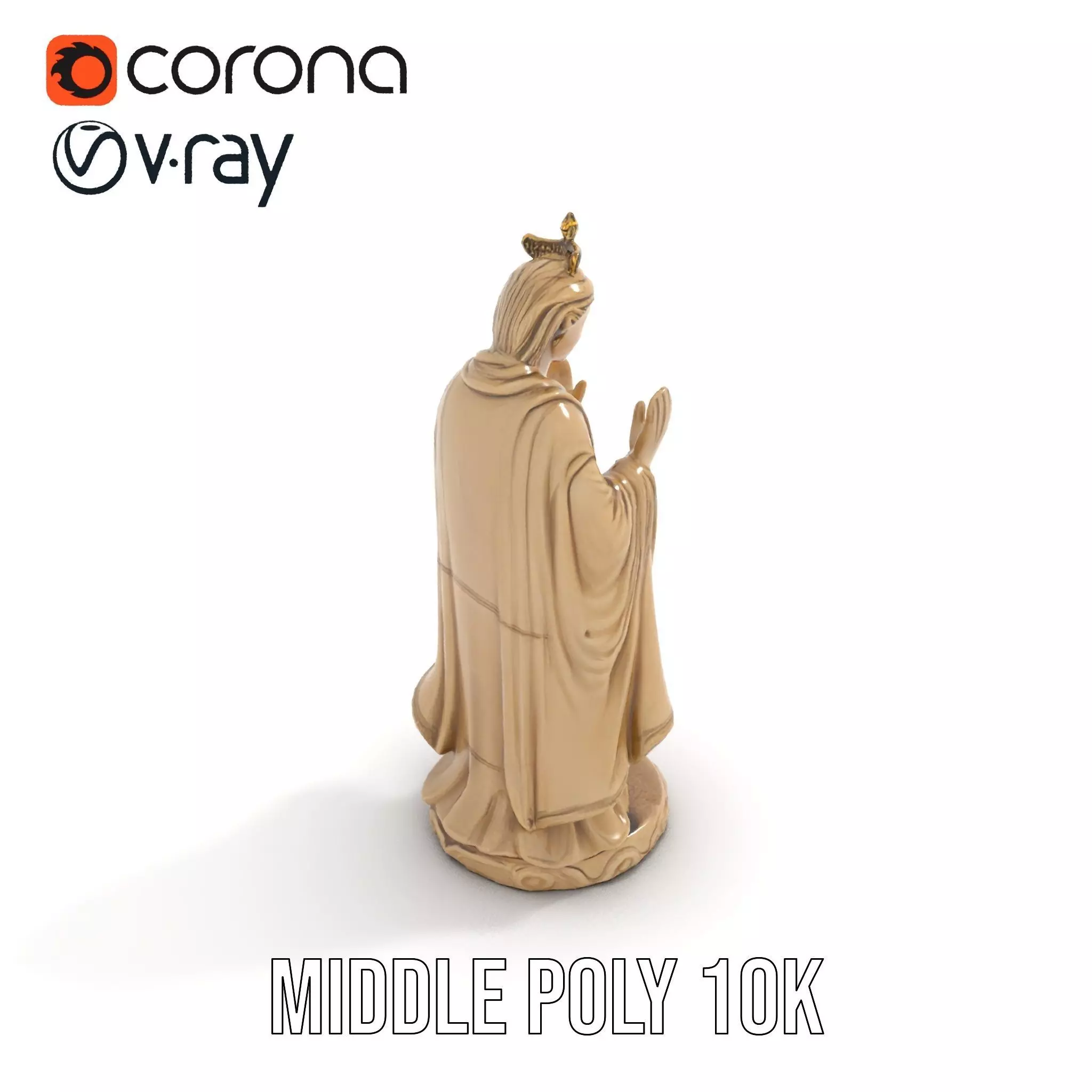 Serene Praying Statue model pack Low-poly 3D model_15