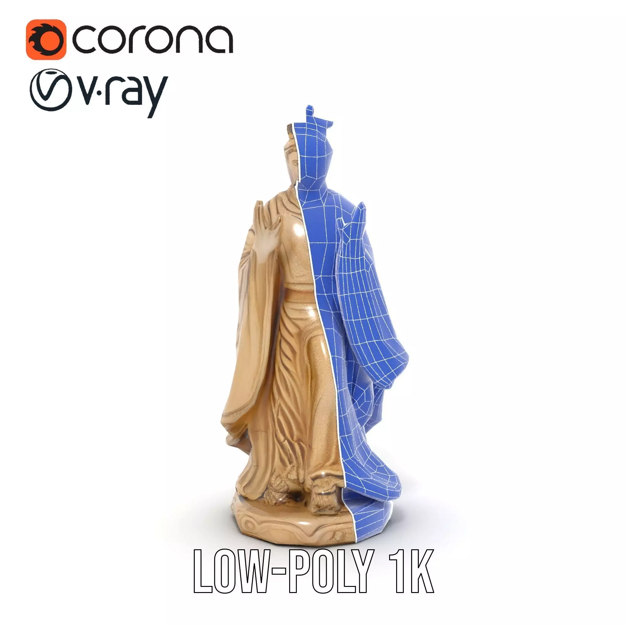 Serene Praying Statue model pack Low-poly 3D model_28