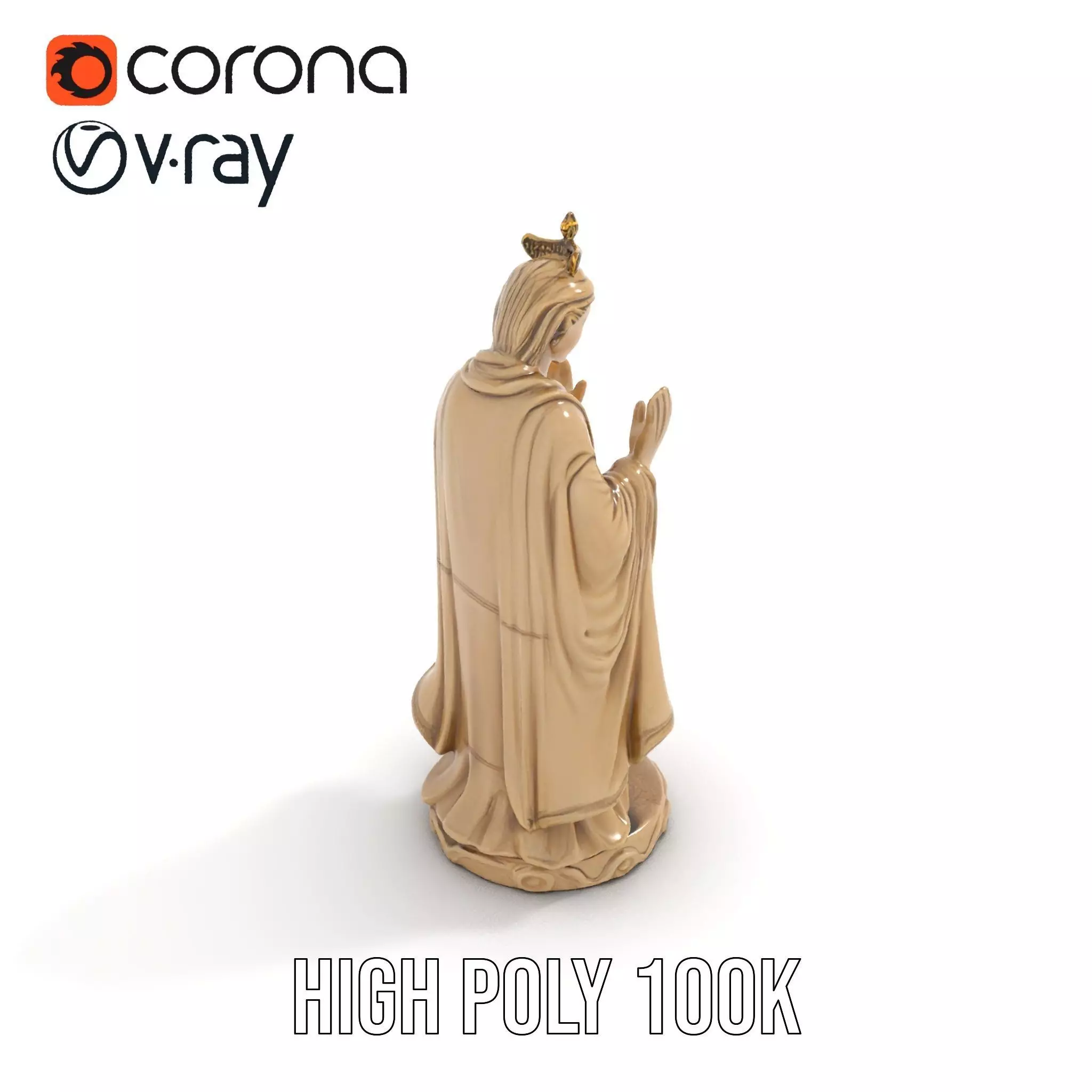 Serene Praying Statue model pack Low-poly 3D model_17