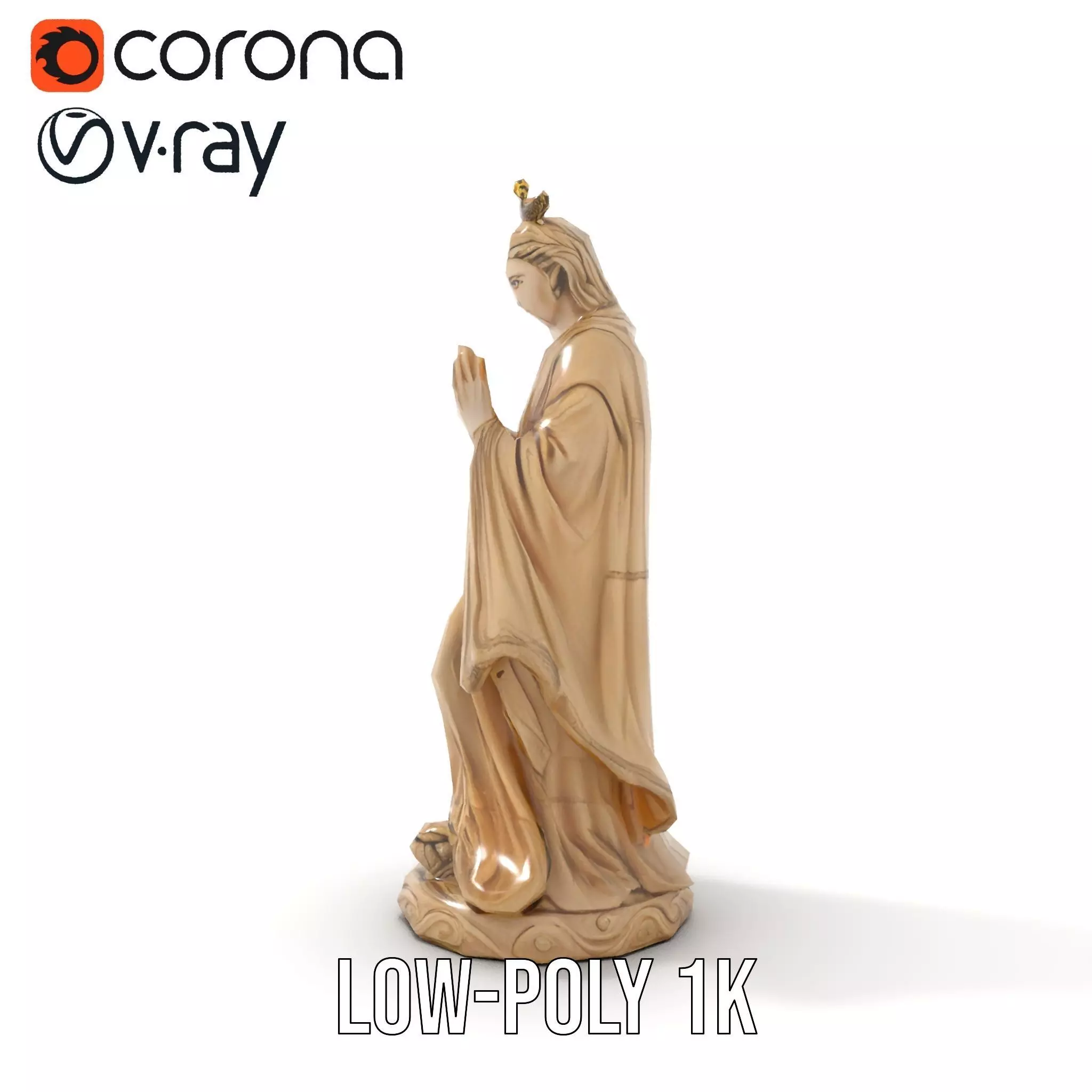 Serene Praying Statue model pack Low-poly 3D model_9