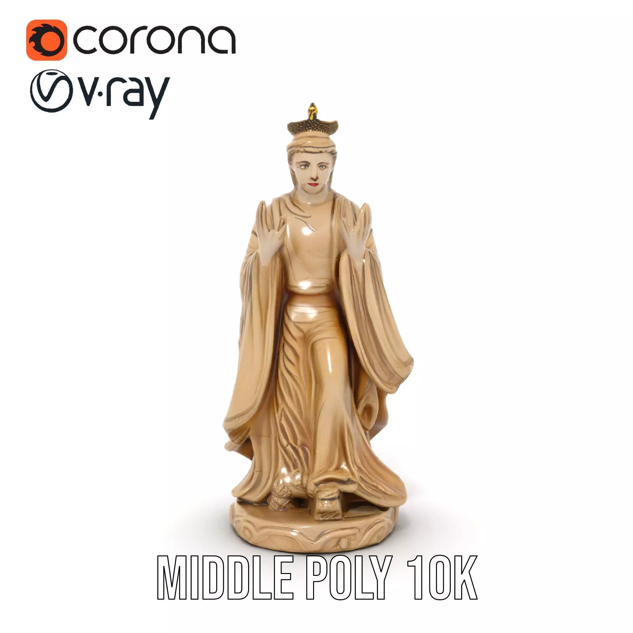 Serene Praying Statue model pack Low-poly 3D model_24