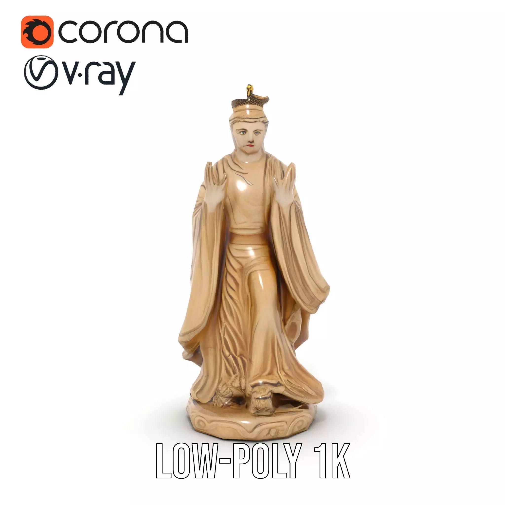 Serene Praying Statue model pack Low-poly 3D model_14