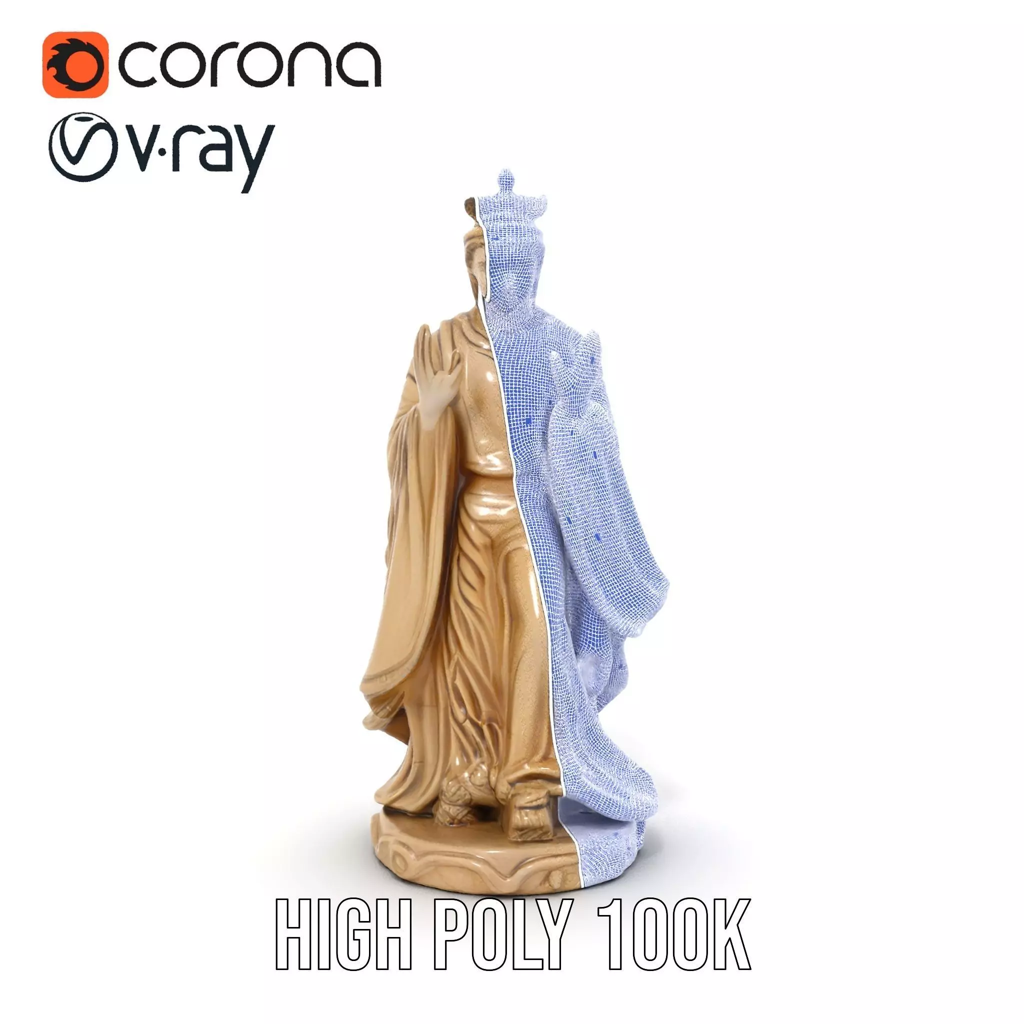 Serene Praying Statue model pack Low-poly 3D model_34