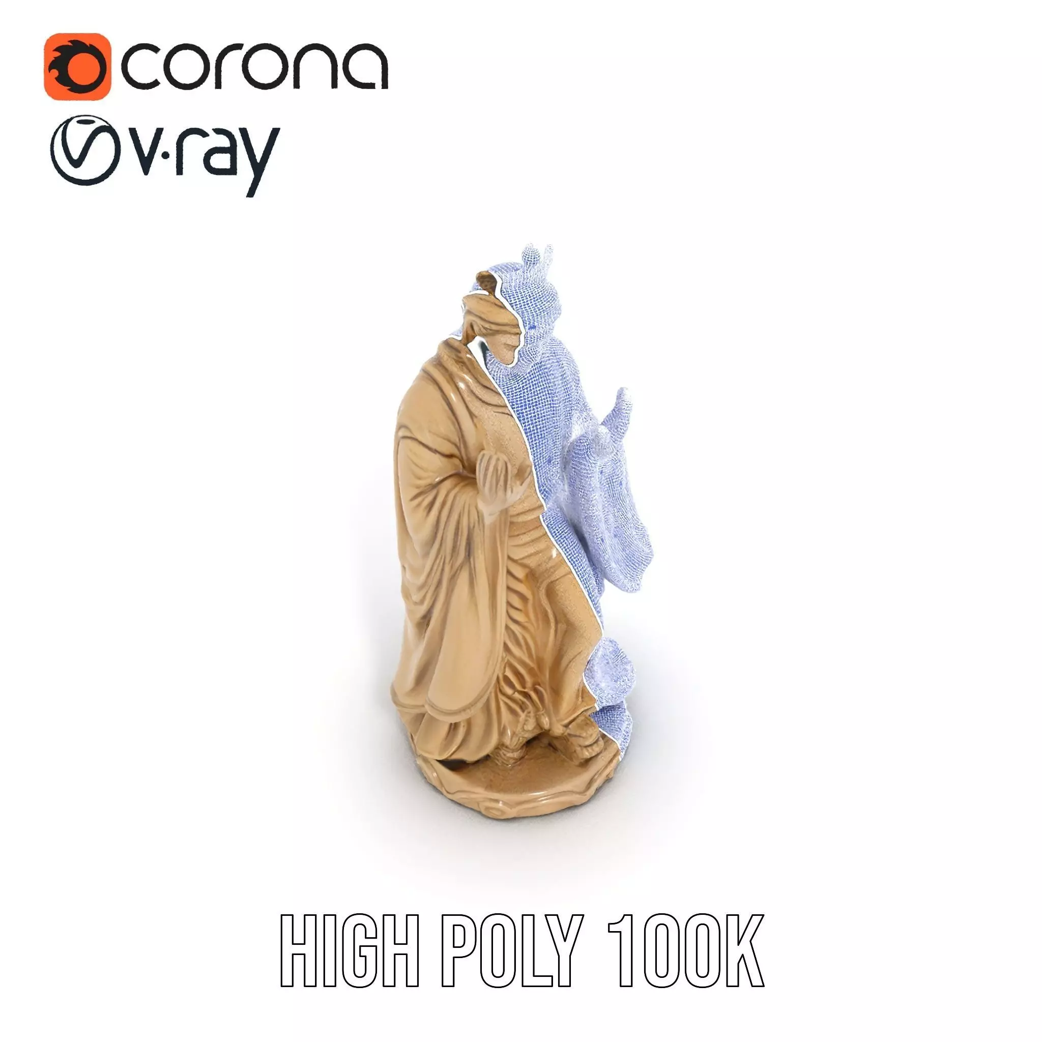 Serene Praying Statue model pack Low-poly 3D model_23