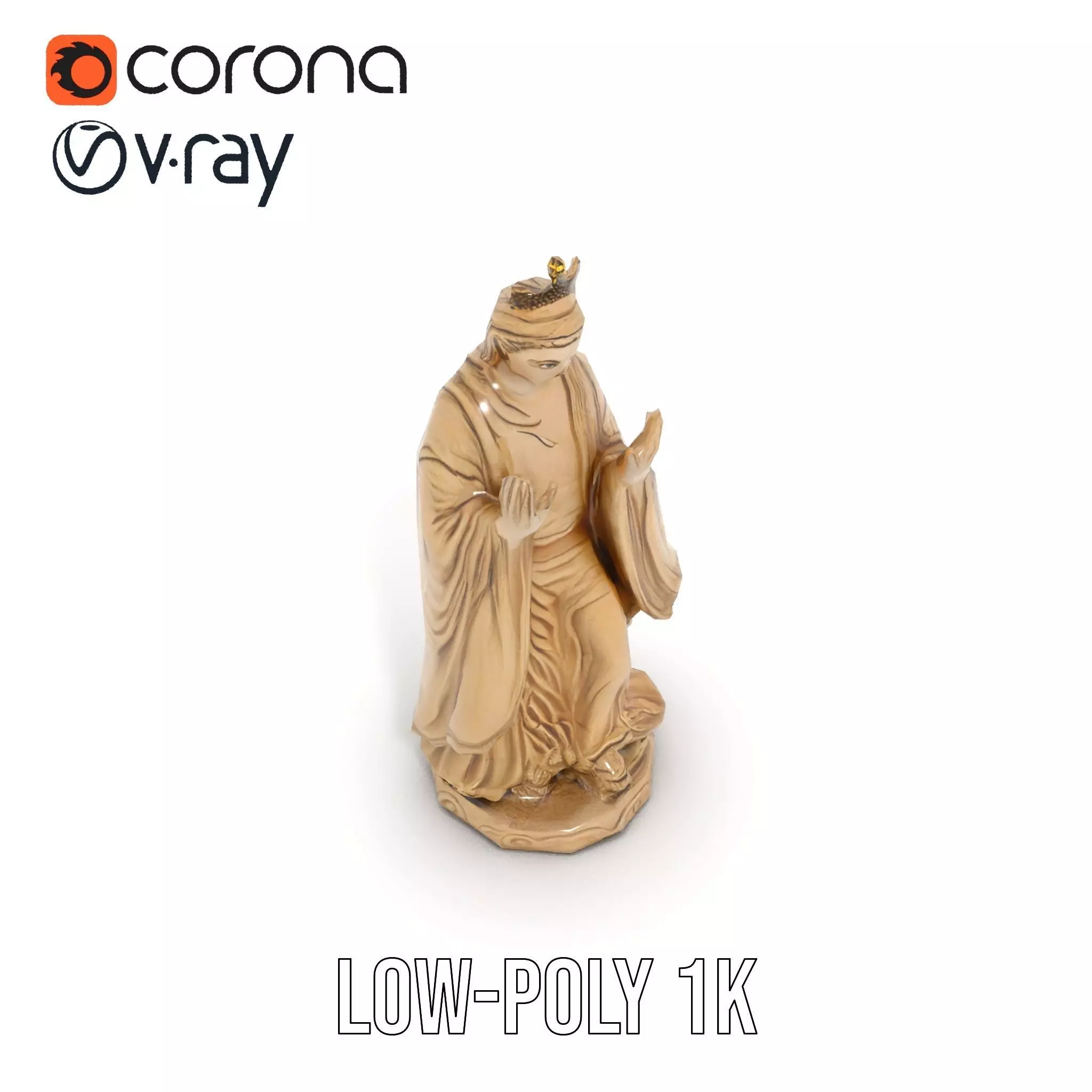 Serene Praying Statue model pack Low-poly 3D model_25