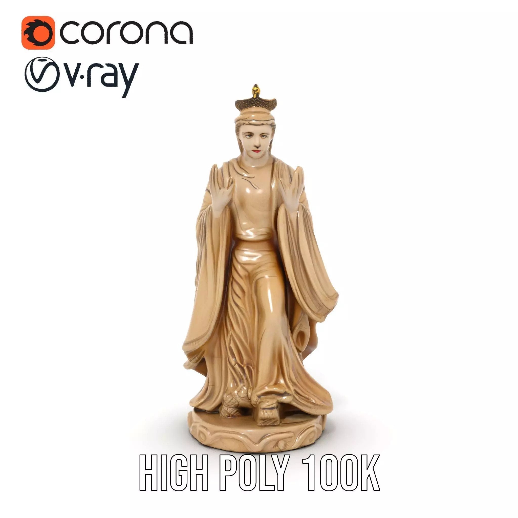 Serene Praying Statue model pack Low-poly 3D model_26