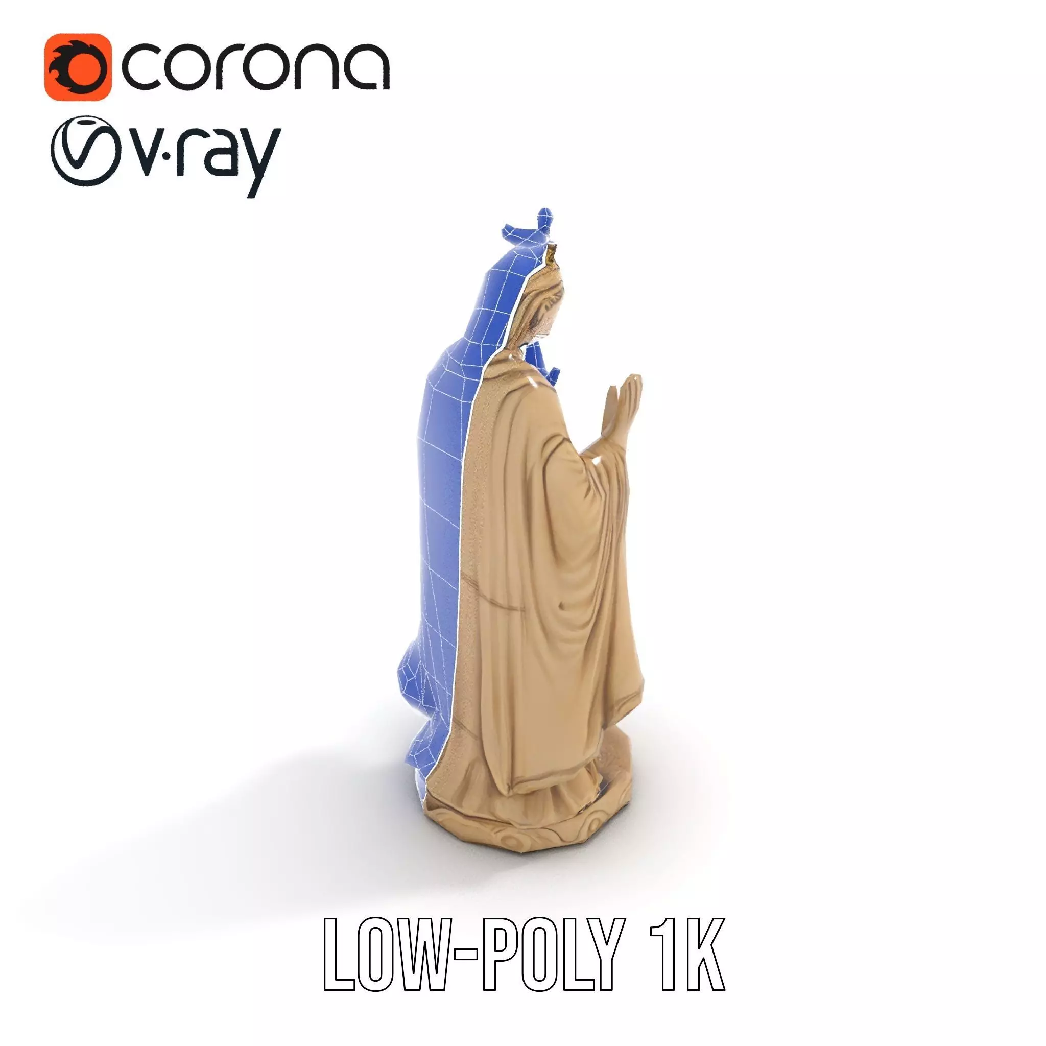 Serene Praying Statue model pack Low-poly 3D model_22