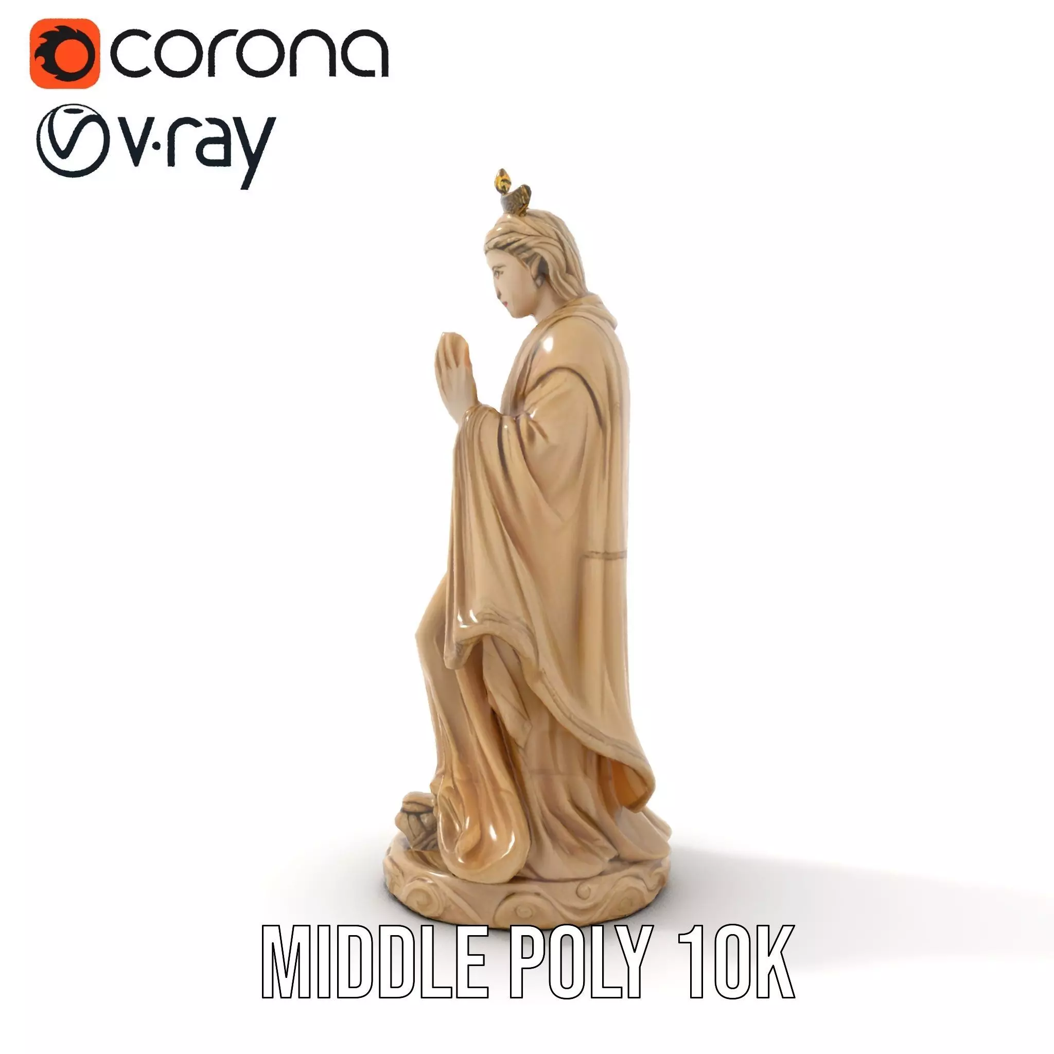 Serene Praying Statue model pack Low-poly 3D model_5