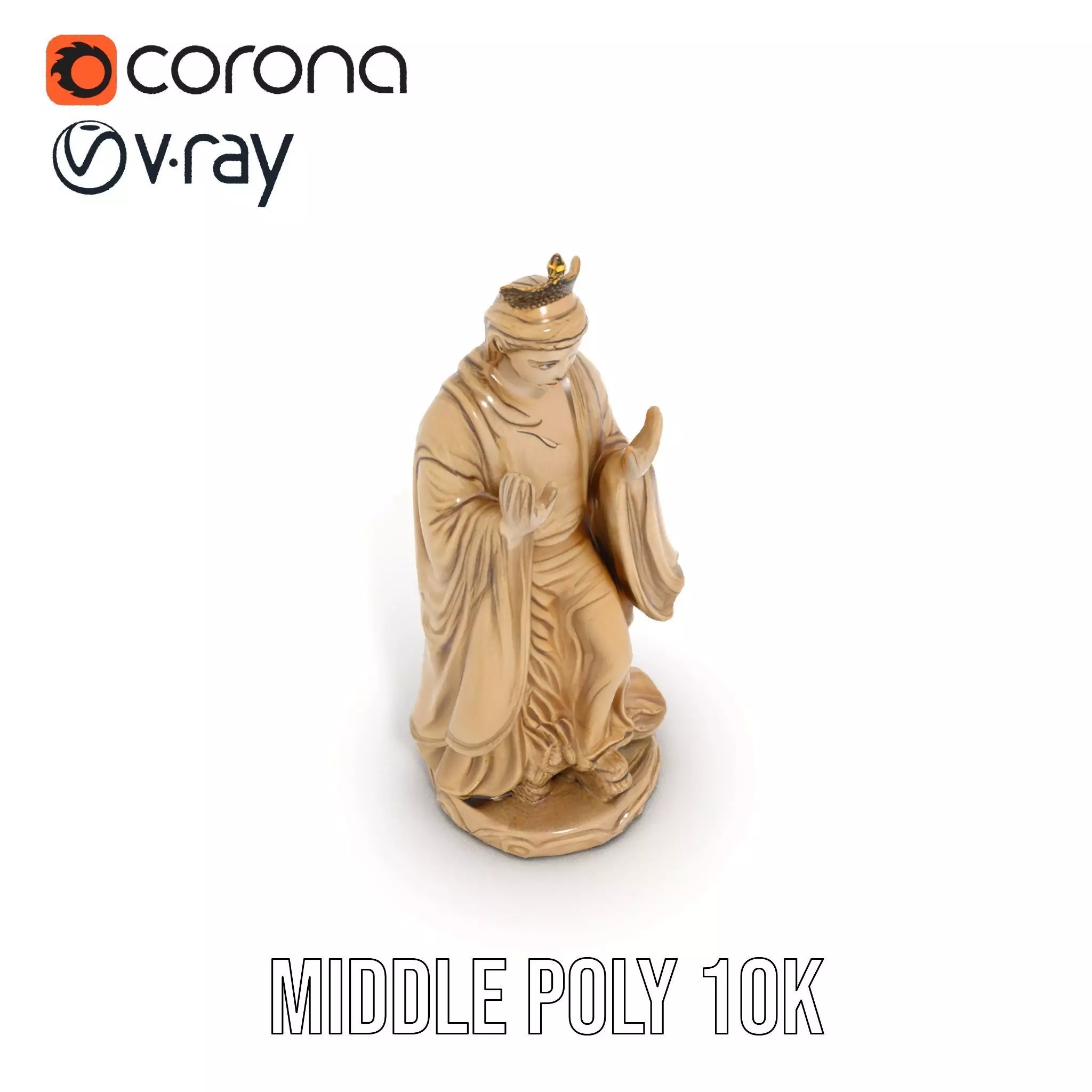 Serene Praying Statue model pack Low-poly 3D model_6