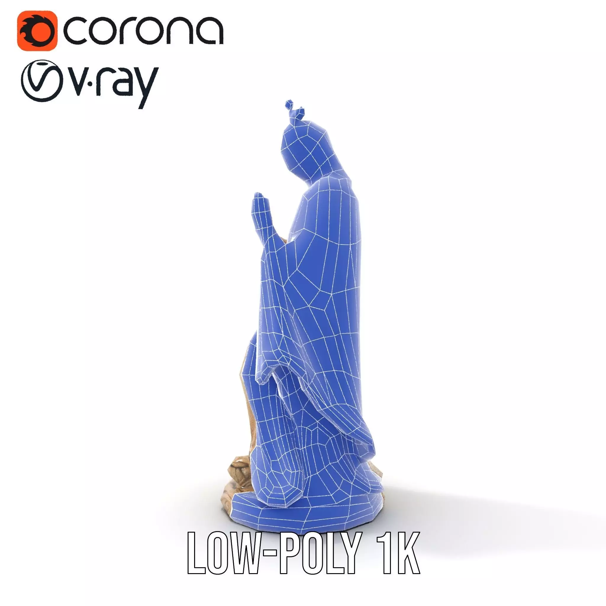 Serene Praying Statue model pack Low-poly 3D model_16