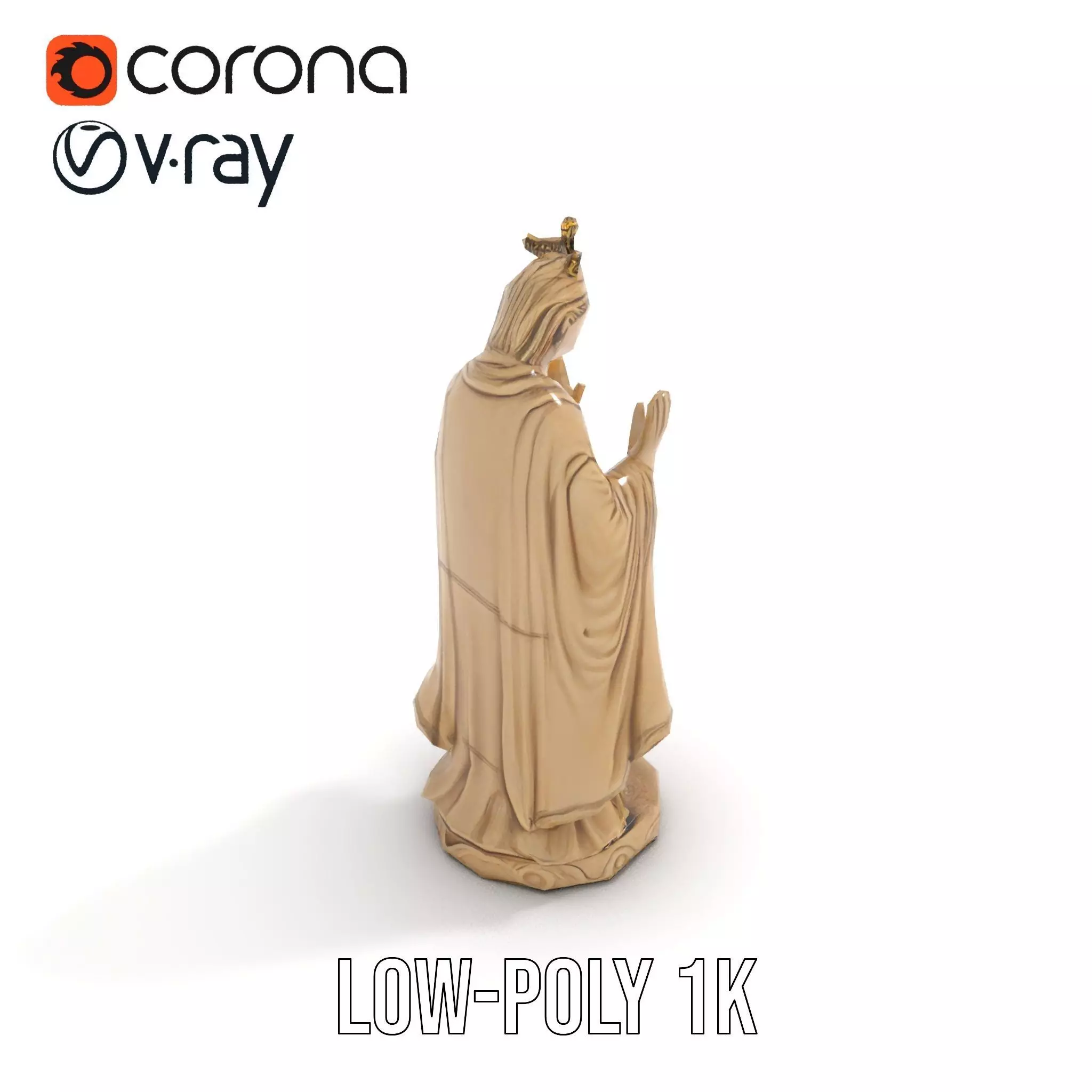 Serene Praying Statue model pack Low-poly 3D model_7