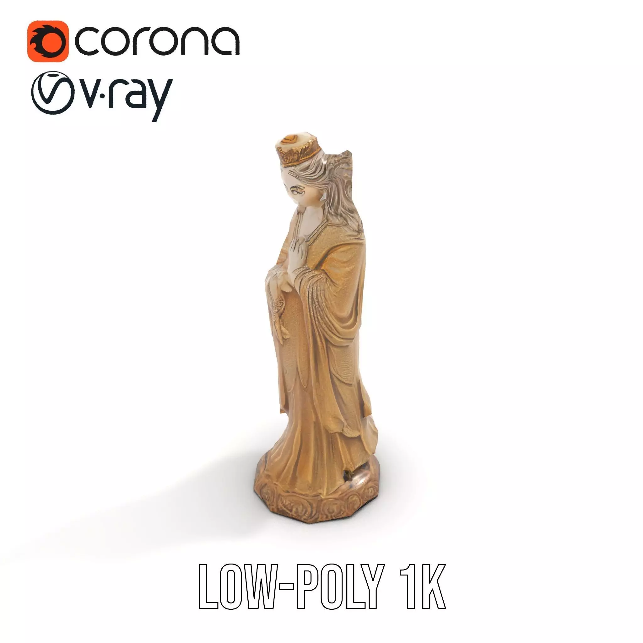 Golden Regal Statue model pack Low-poly 3D model_7