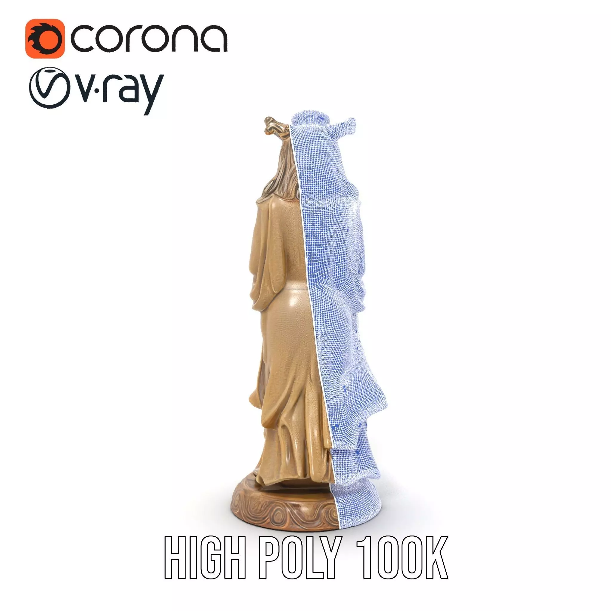 Golden Regal Statue model pack Low-poly 3D model_34