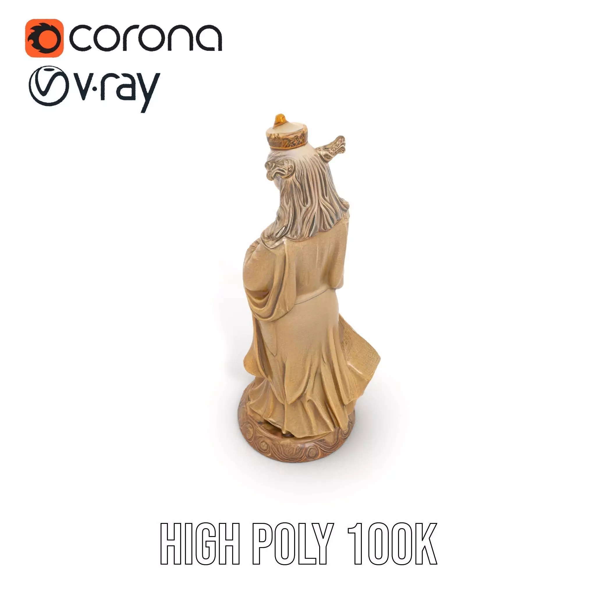 Golden Regal Statue model pack Low-poly 3D model_26