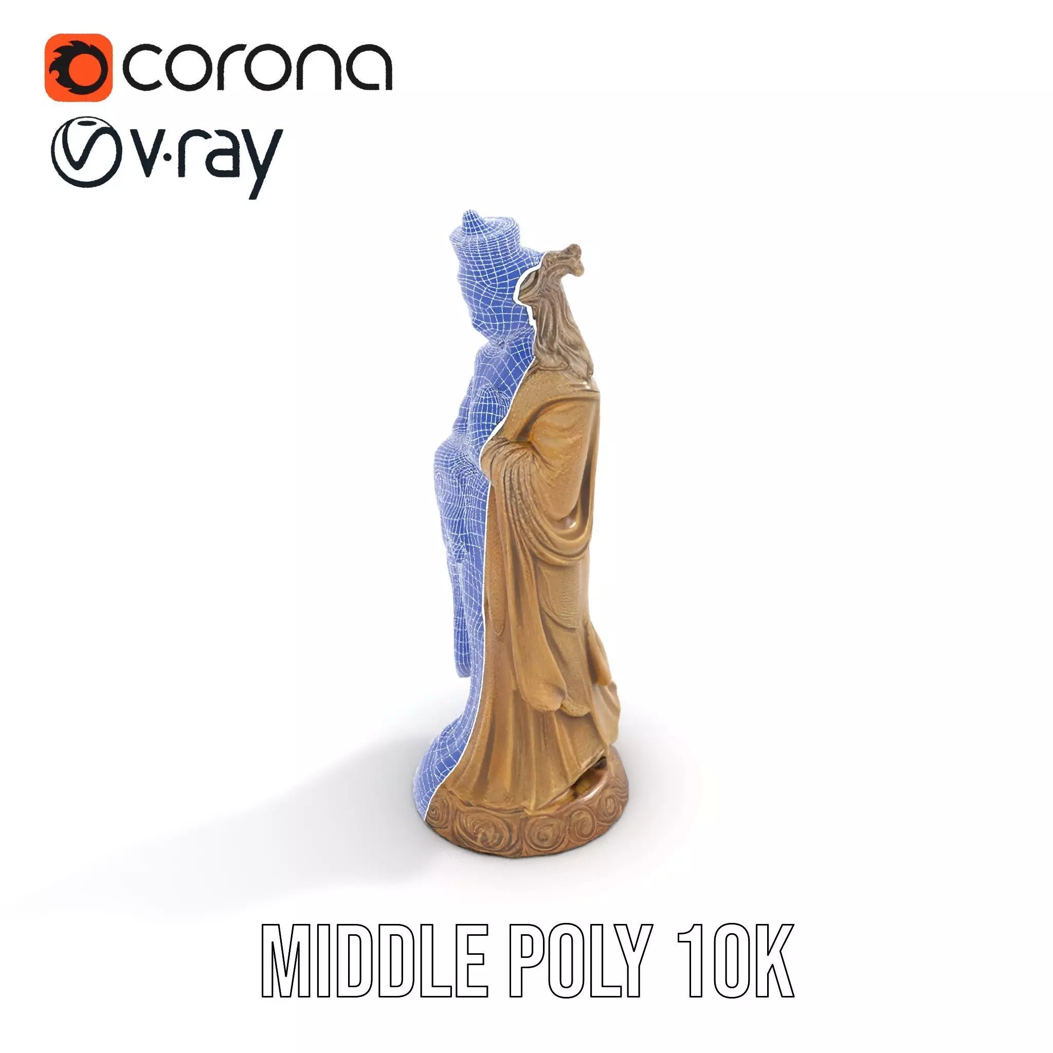 Golden Regal Statue model pack Low-poly 3D model_19