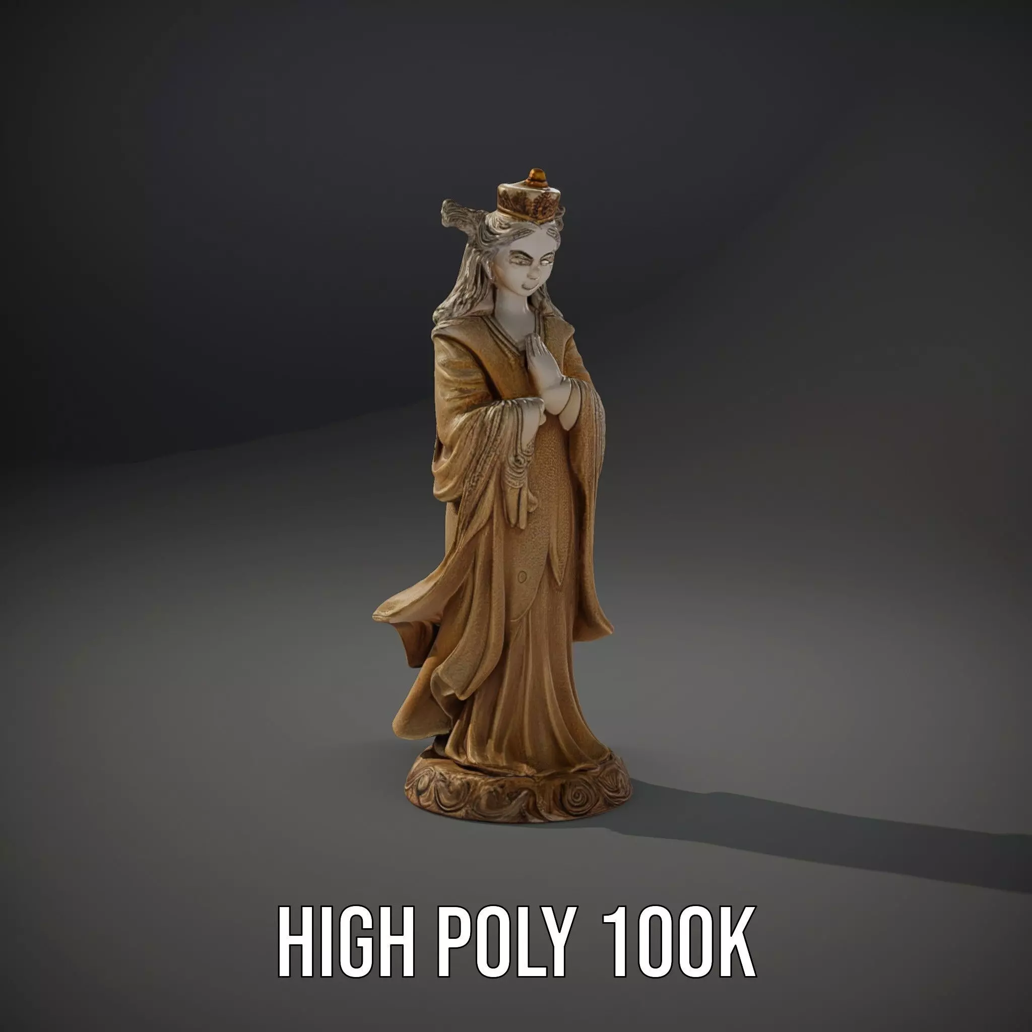 Golden Regal Statue model pack Low-poly 3D model_8