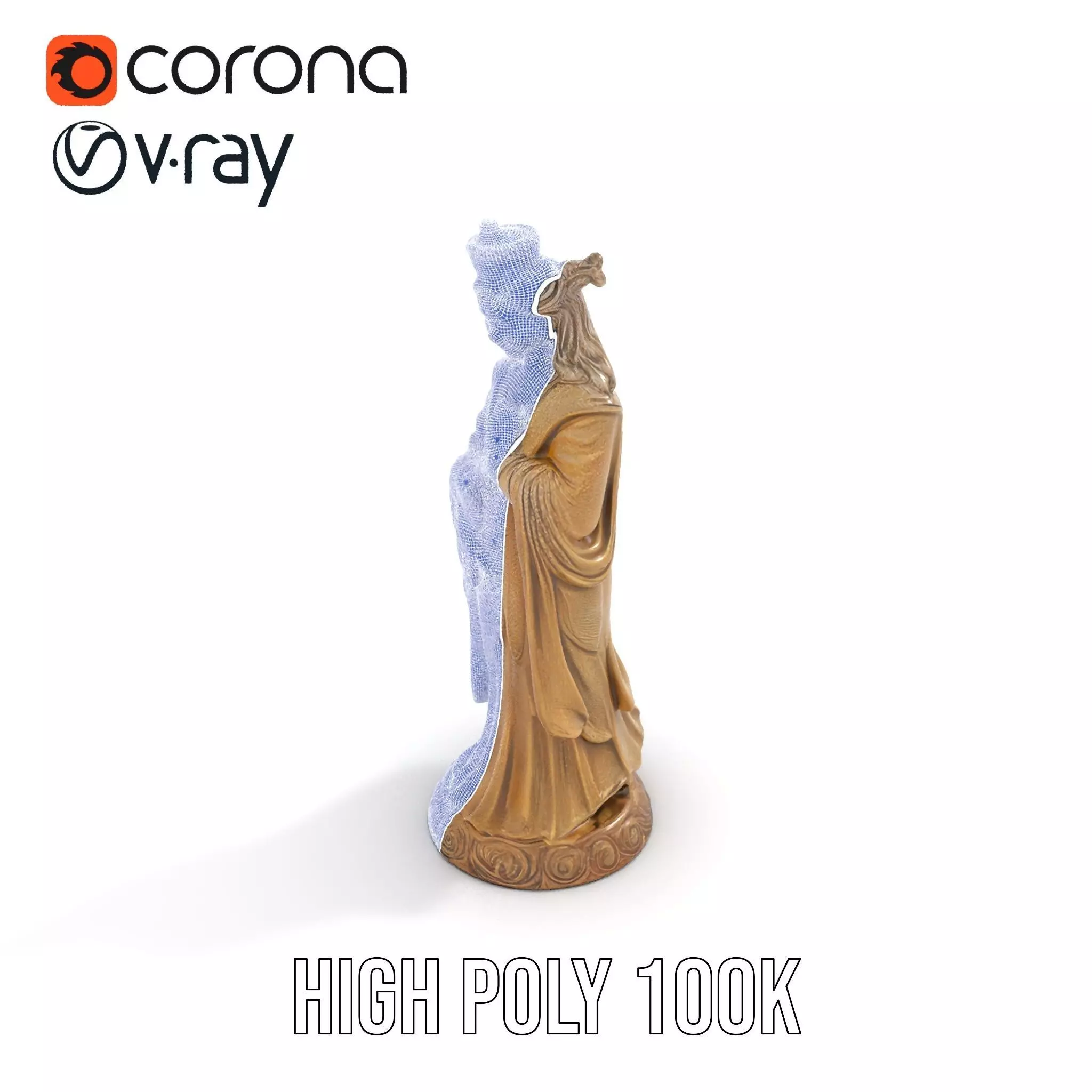 Golden Regal Statue model pack Low-poly 3D model_21