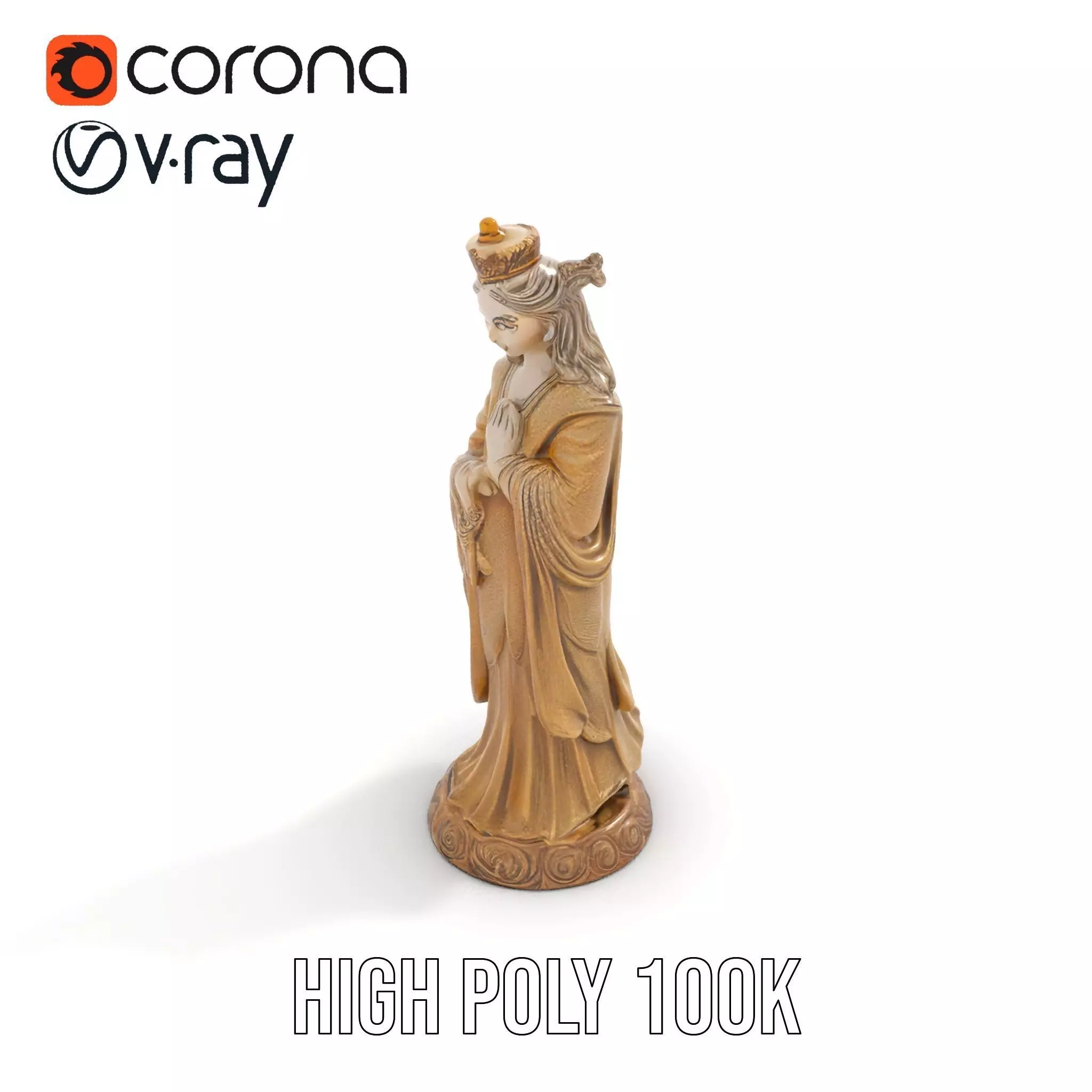 Golden Regal Statue model pack Low-poly 3D model_15