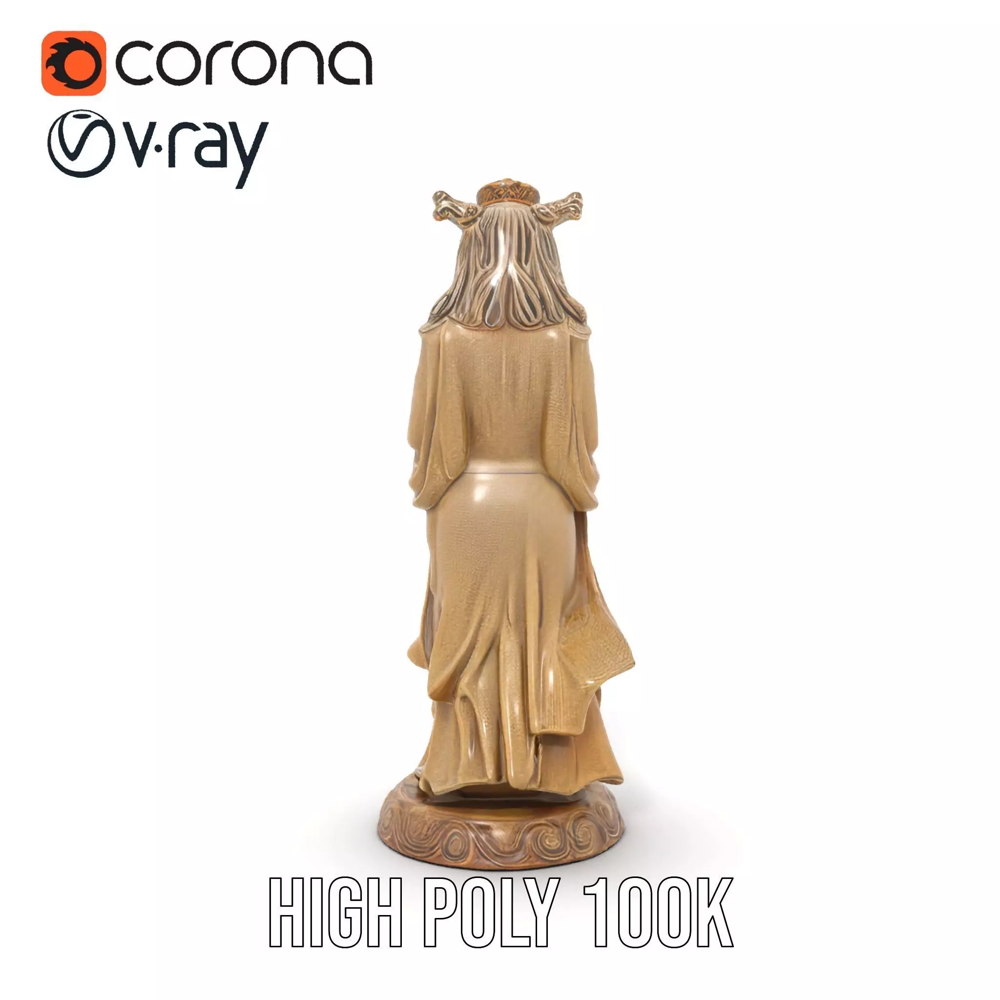 Golden Regal Statue model pack Low-poly 3D model_32