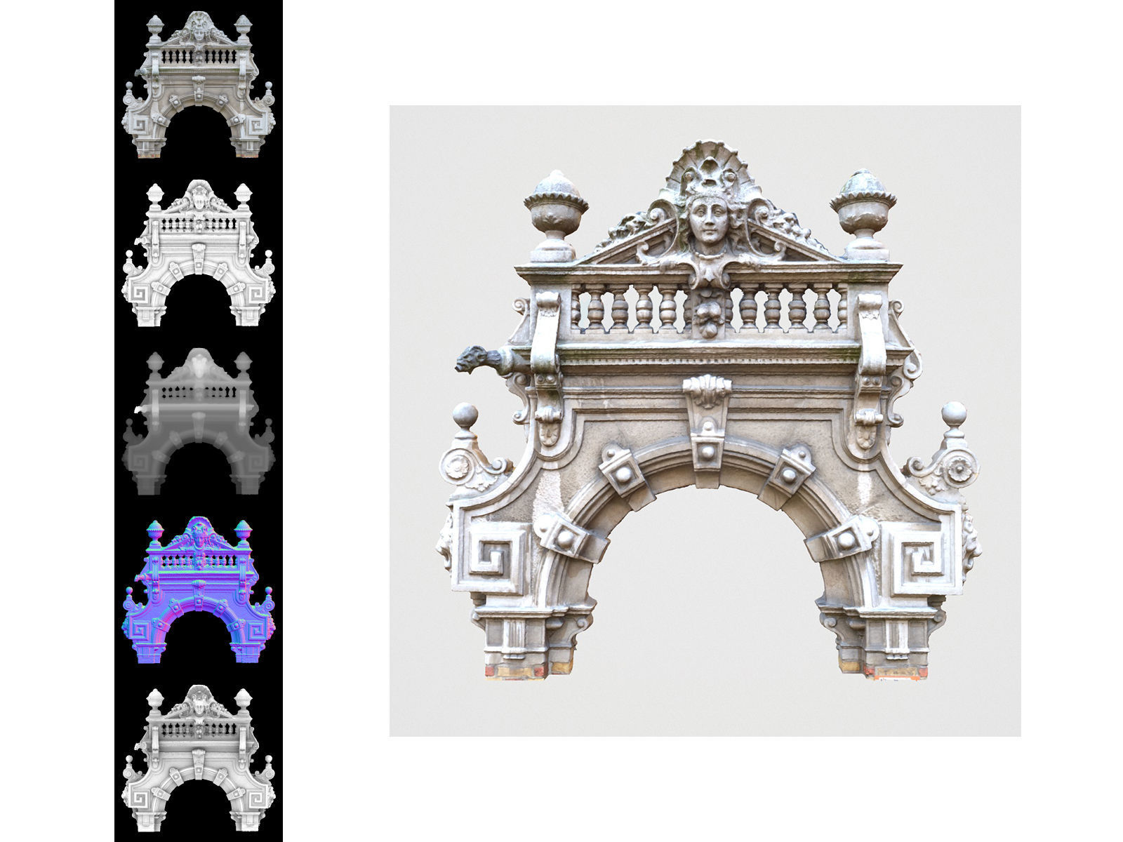 9 Luxury Architecture Entrance Door Collection Low-poly 3D model_10