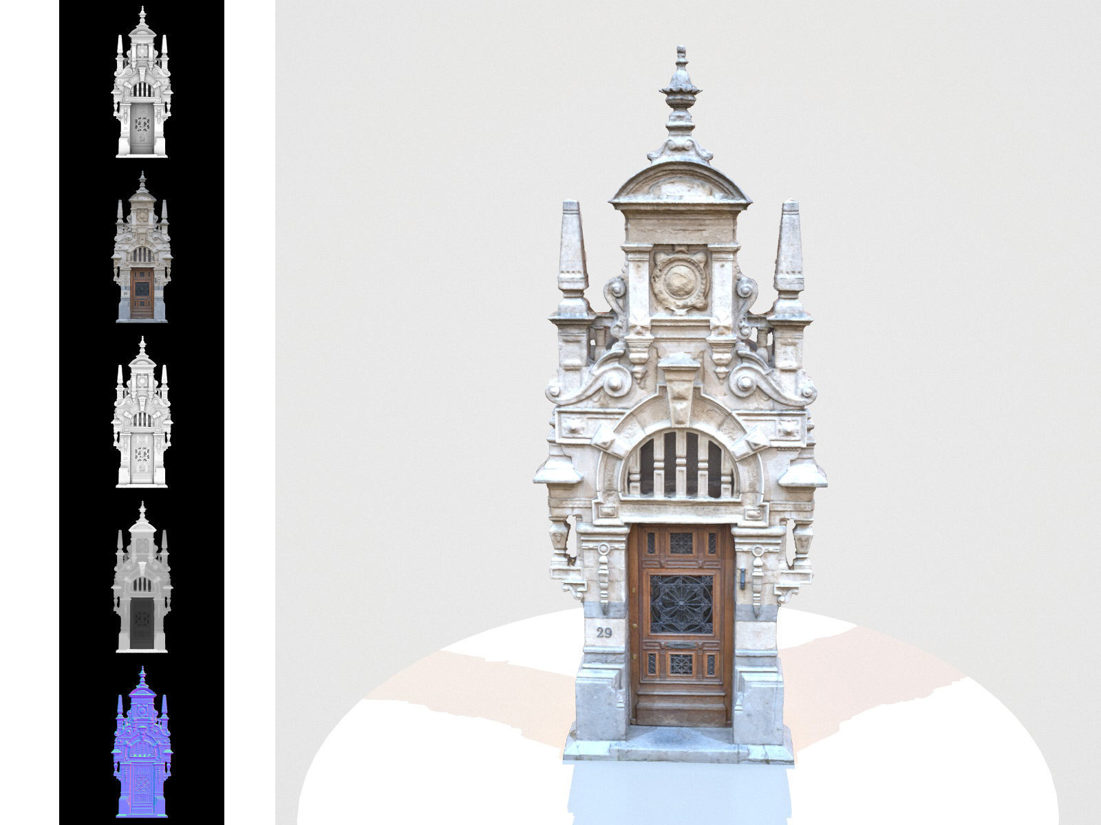 9 Luxury Architecture Entrance Door Collection Low-poly 3D model_15