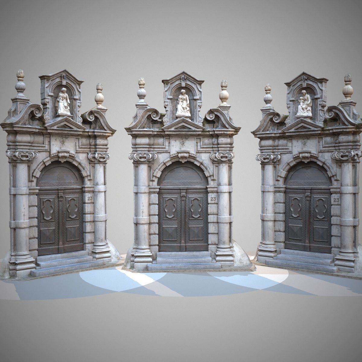 9 Luxury Architecture Entrance Door Collection Low-poly 3D model_18