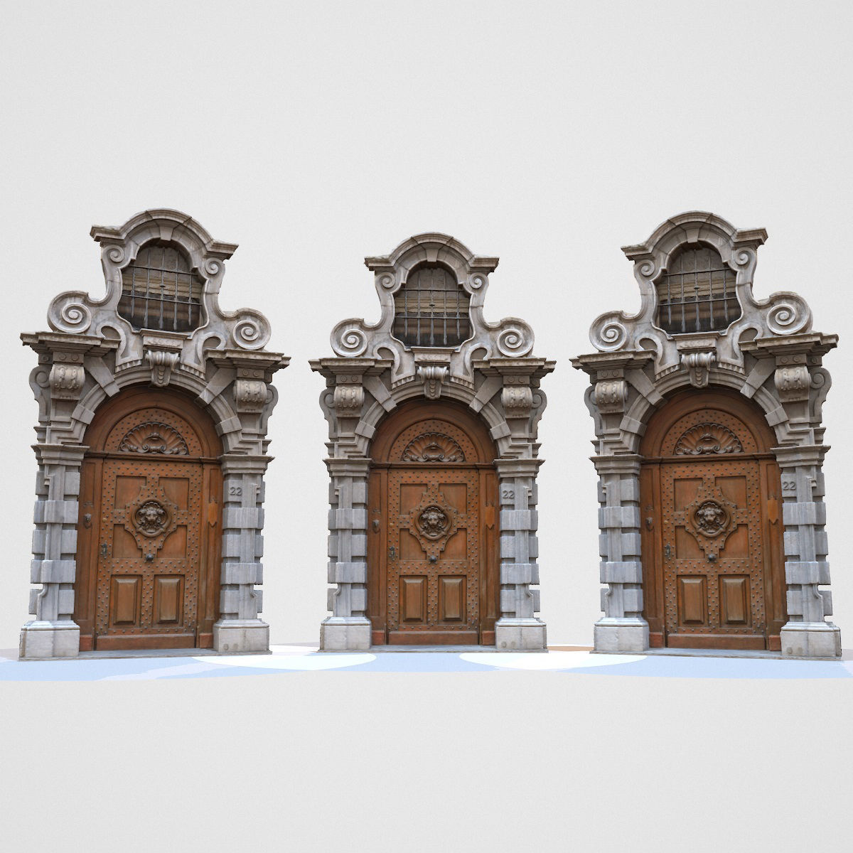 9 Luxury Architecture Entrance Door Collection Low-poly 3D model_2