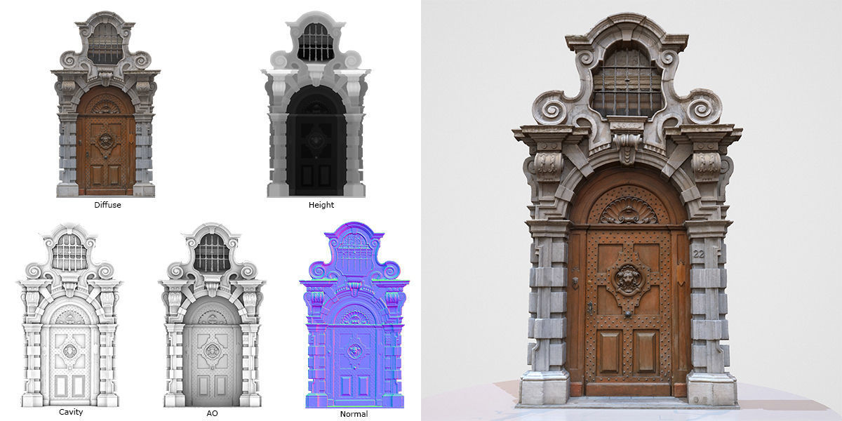 9 Luxury Architecture Entrance Door Collection Low-poly 3D model_3