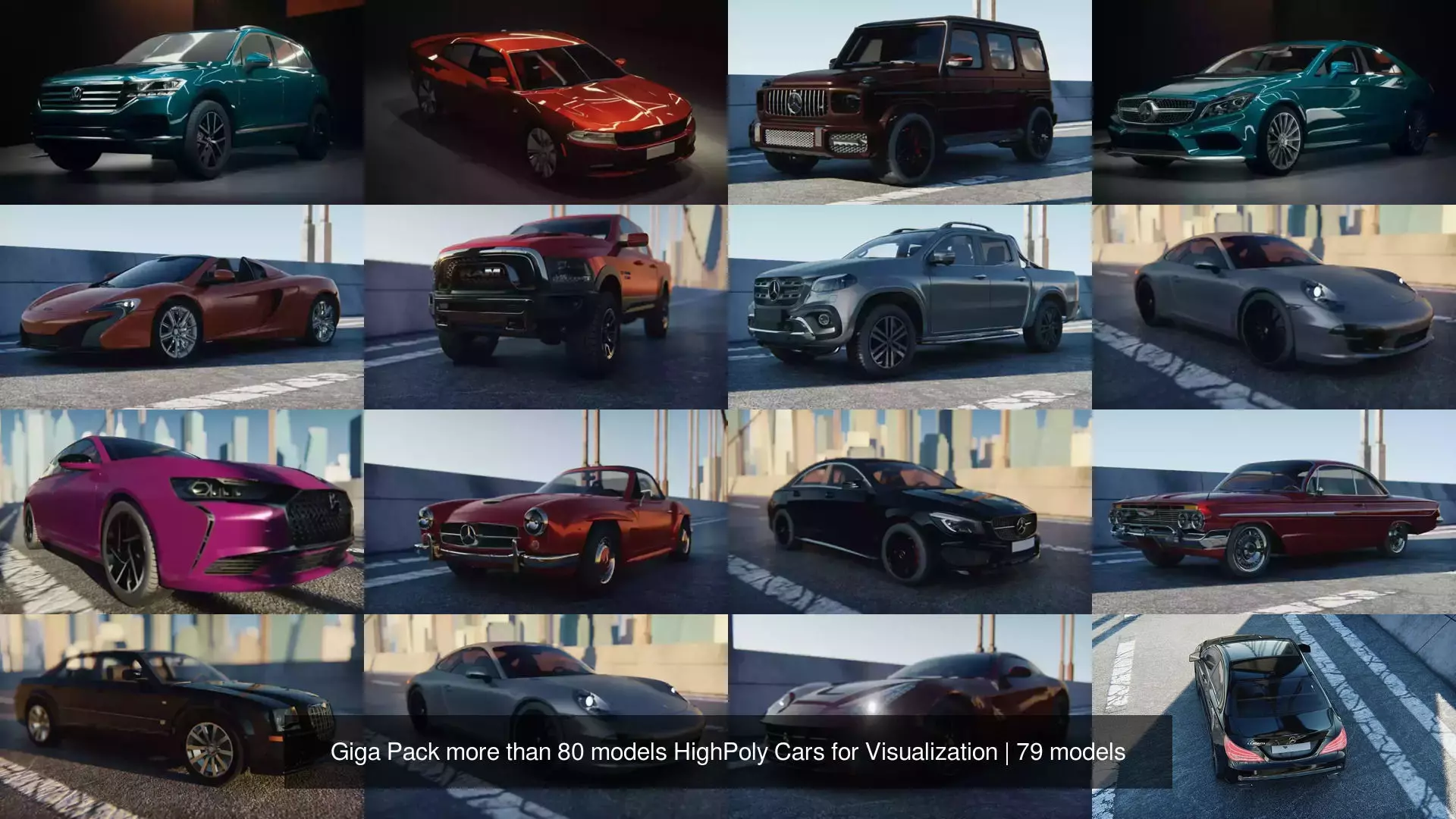 Giga Pack more than 80 models HighPoly Cars for Visualization 3D Model Collection_21
