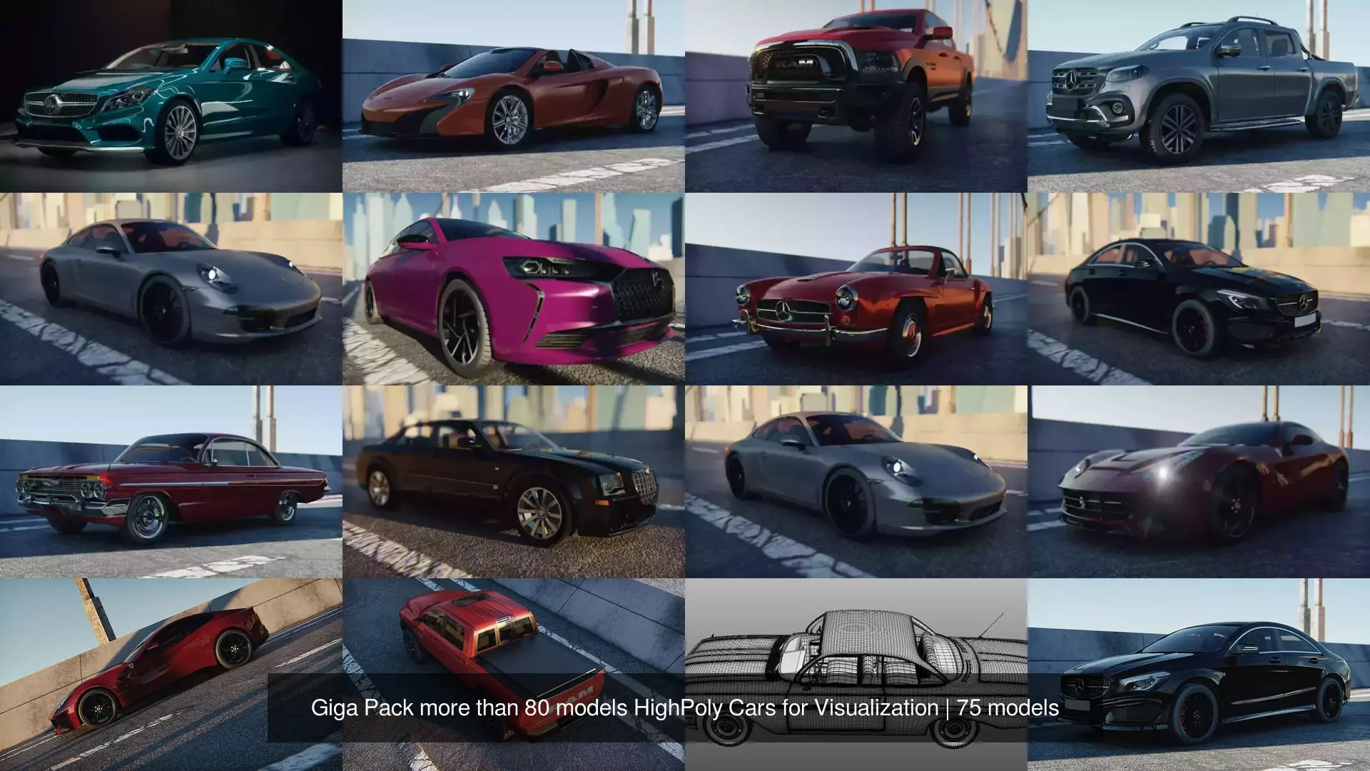 Giga Pack more than 80 models HighPoly Cars for Visualization 3D Model Collection_24