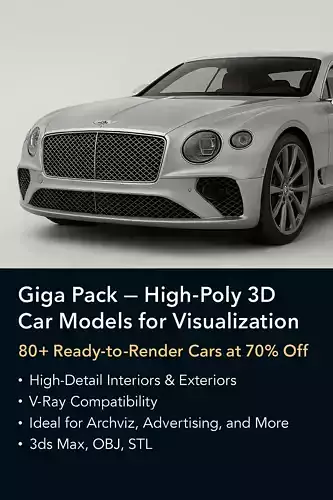 Giga Pack more than 80 models HighPoly Cars for Visualization 3D Model Collection