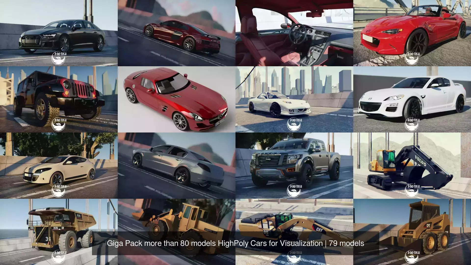 Giga Pack more than 80 models HighPoly Cars for Visualization 3D Model Collection_11