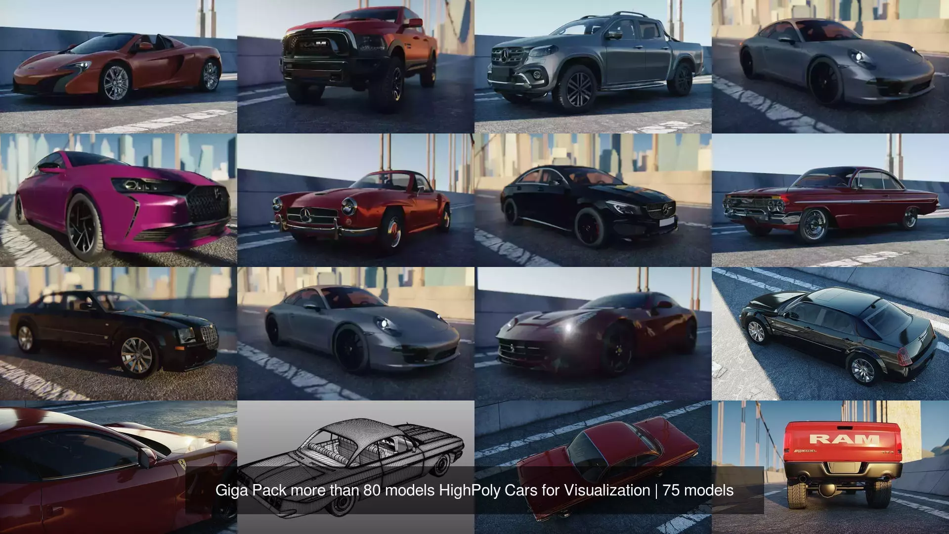 Giga Pack more than 80 models HighPoly Cars for Visualization 3D Model Collection_25