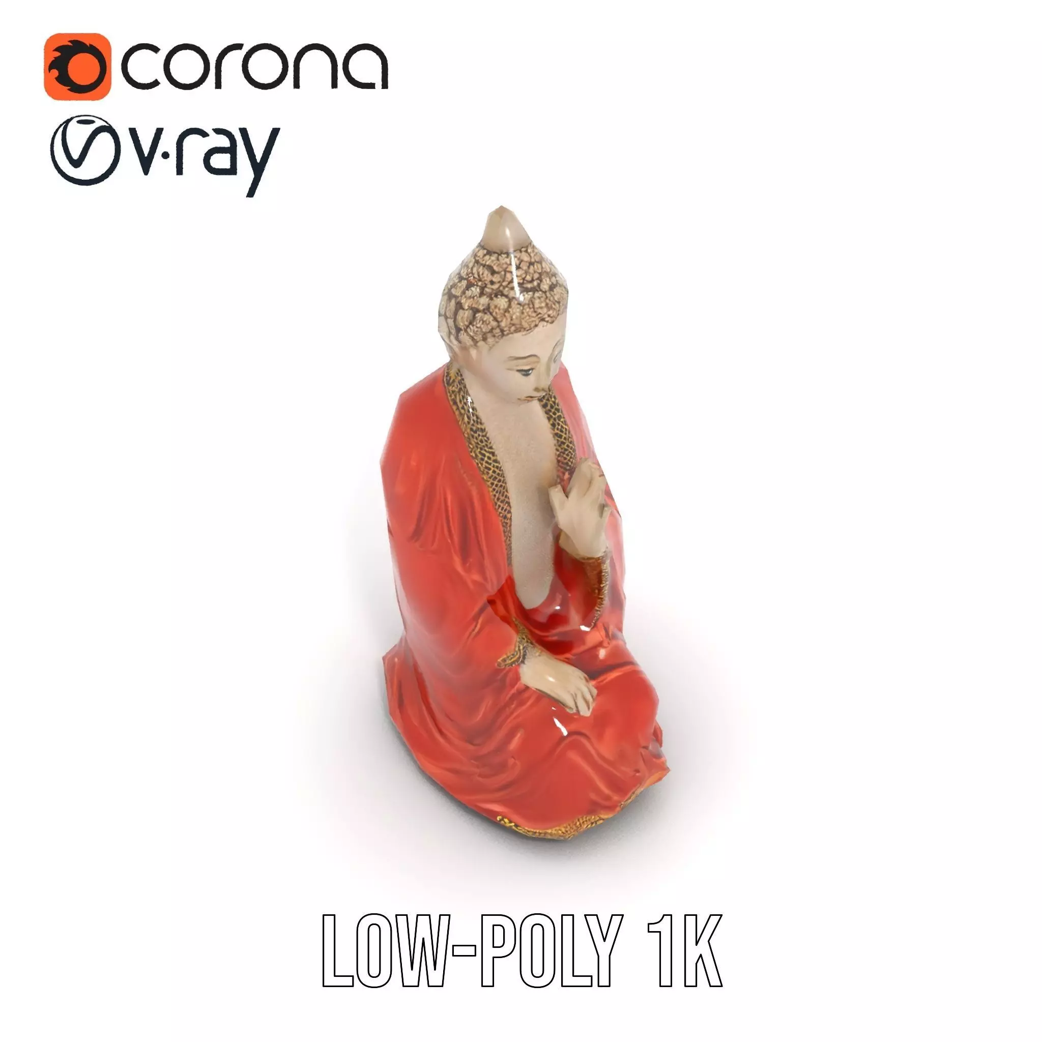 Buddha Serenity Statue model pack Low-poly 3D model_13