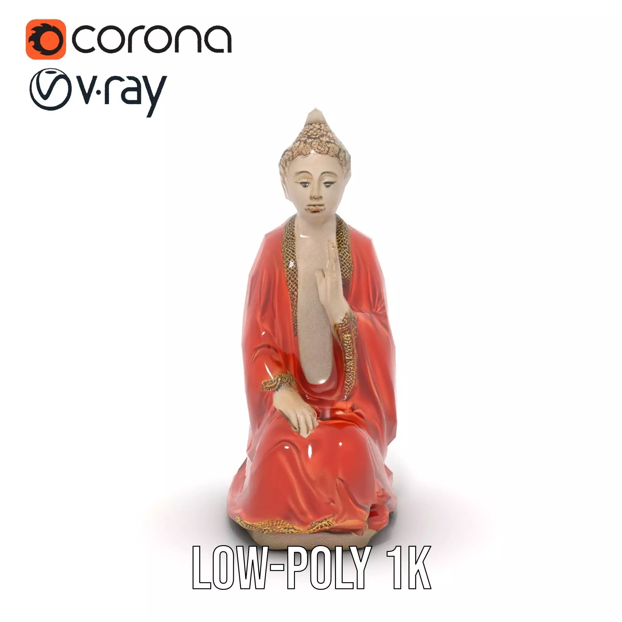 Buddha Serenity Statue model pack Low-poly 3D model_16