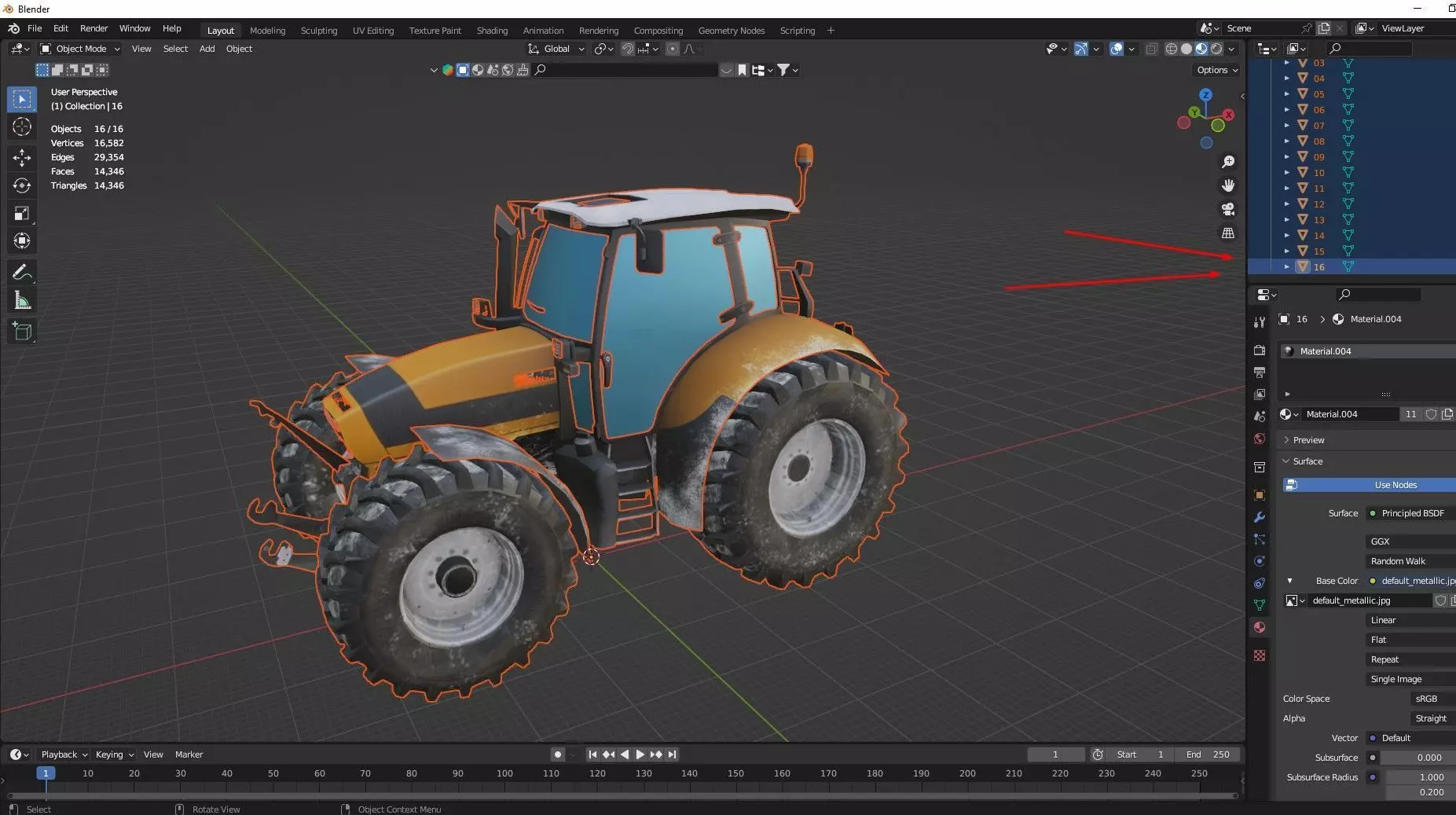 Farm Tractor X4 4115M 3D Model Low-poly 3D model_10