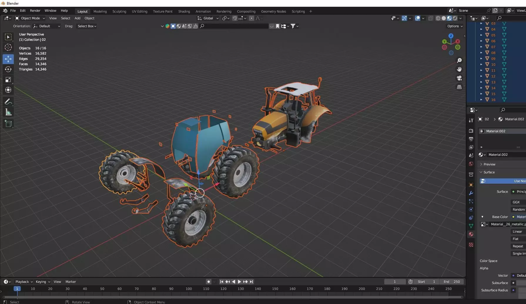 Farm Tractor X4 4115M 3D Model Low-poly 3D model_9