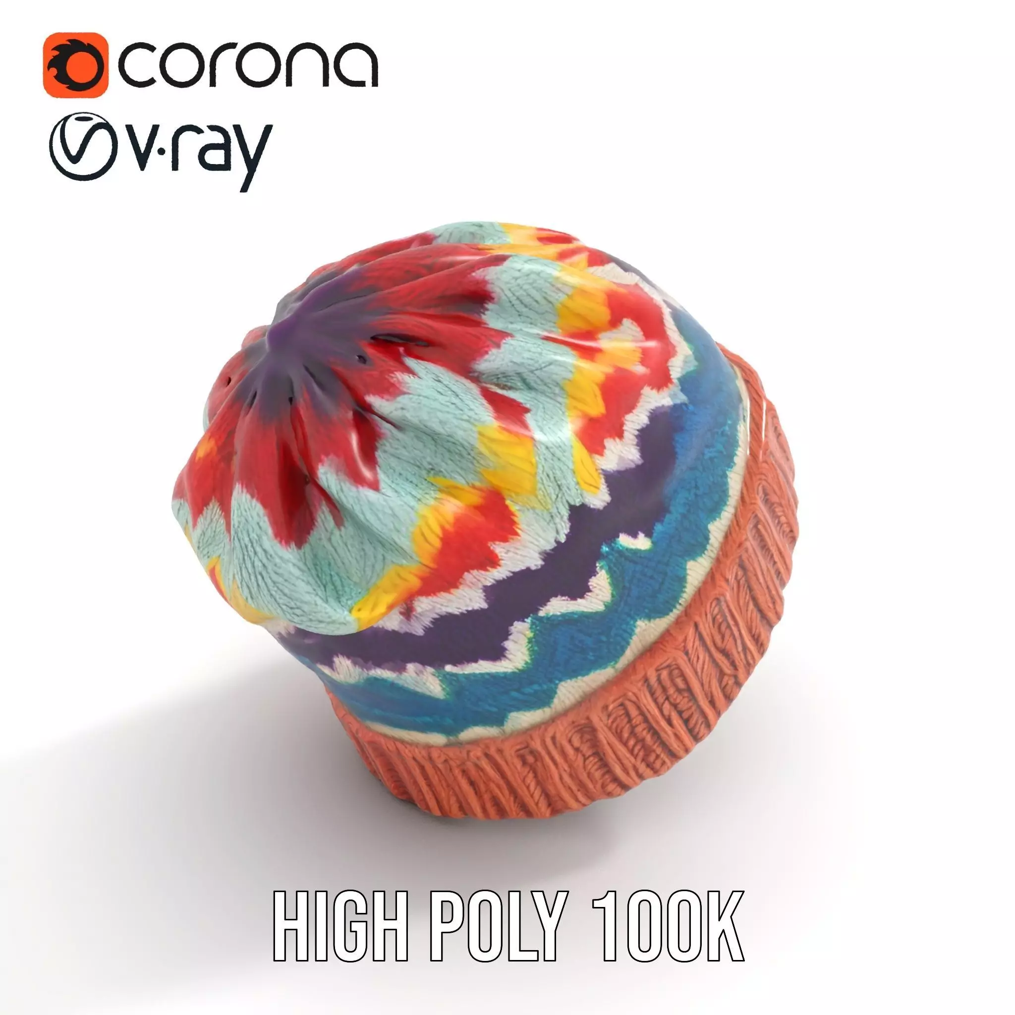 Colorful Knit Beanie model pack Low-poly 3D model_25