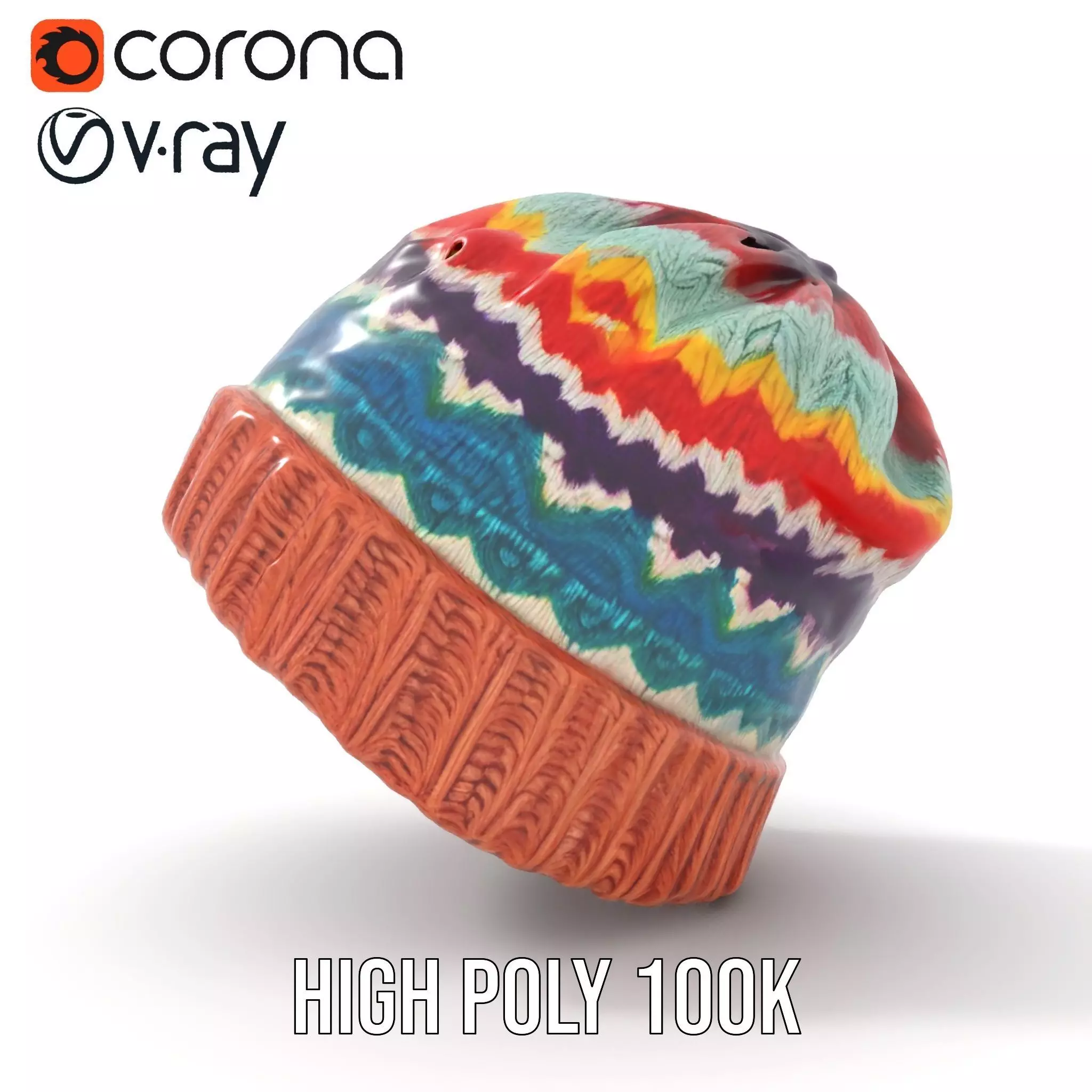 Colorful Knit Beanie model pack Low-poly 3D model_18