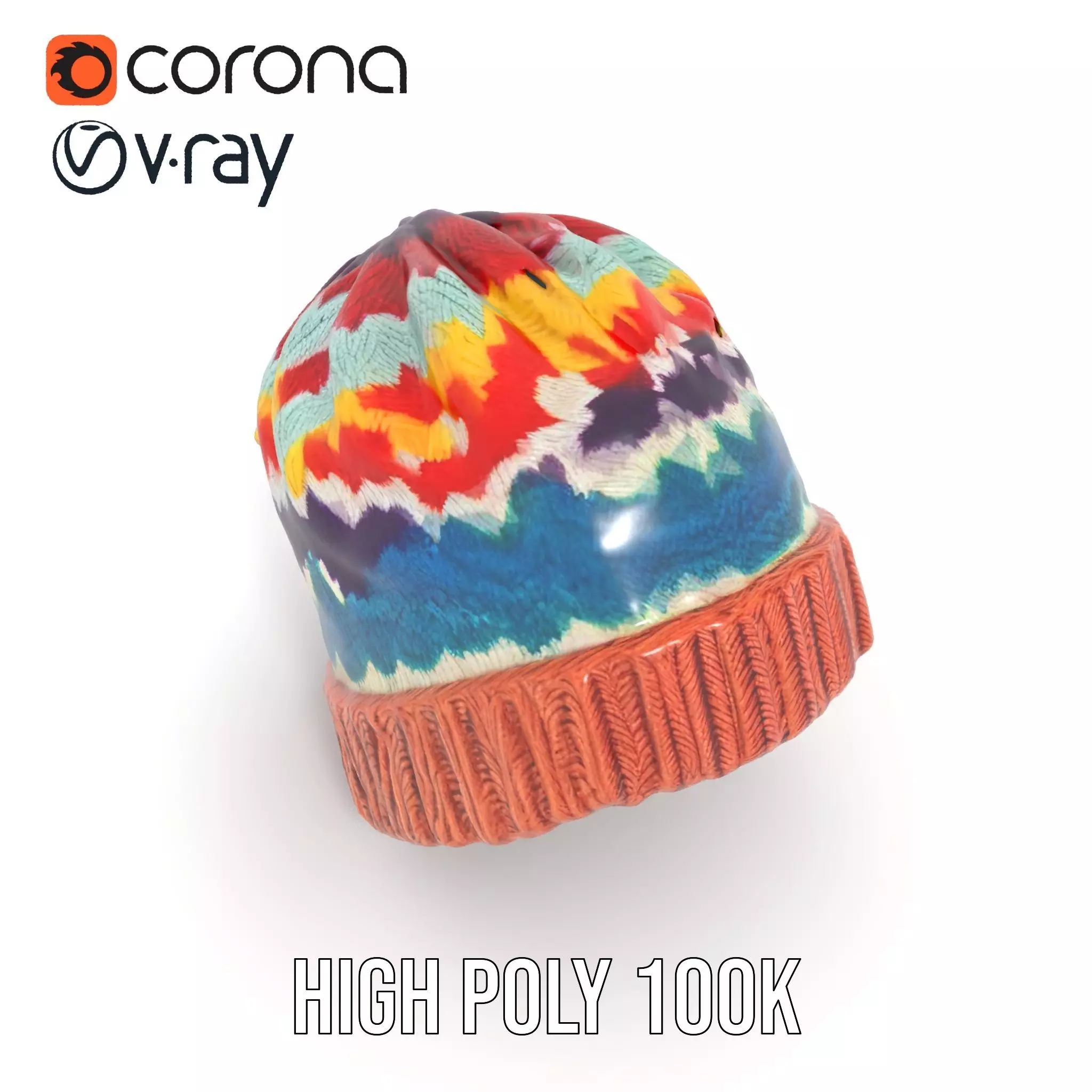Colorful Knit Beanie model pack Low-poly 3D model_28
