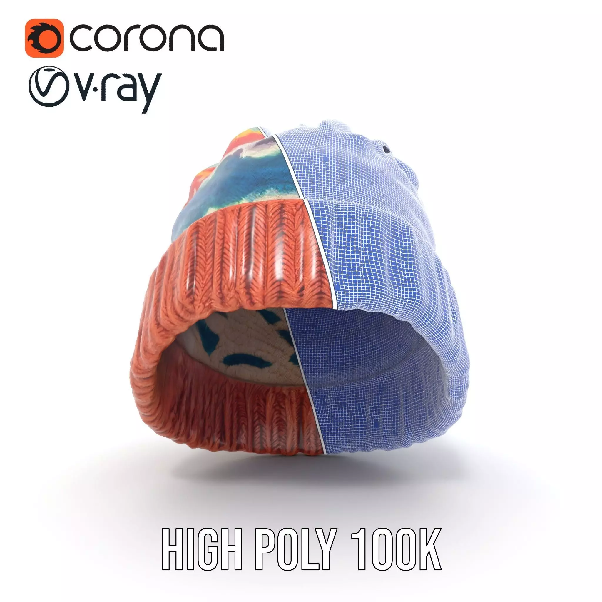 Colorful Knit Beanie model pack Low-poly 3D model_31