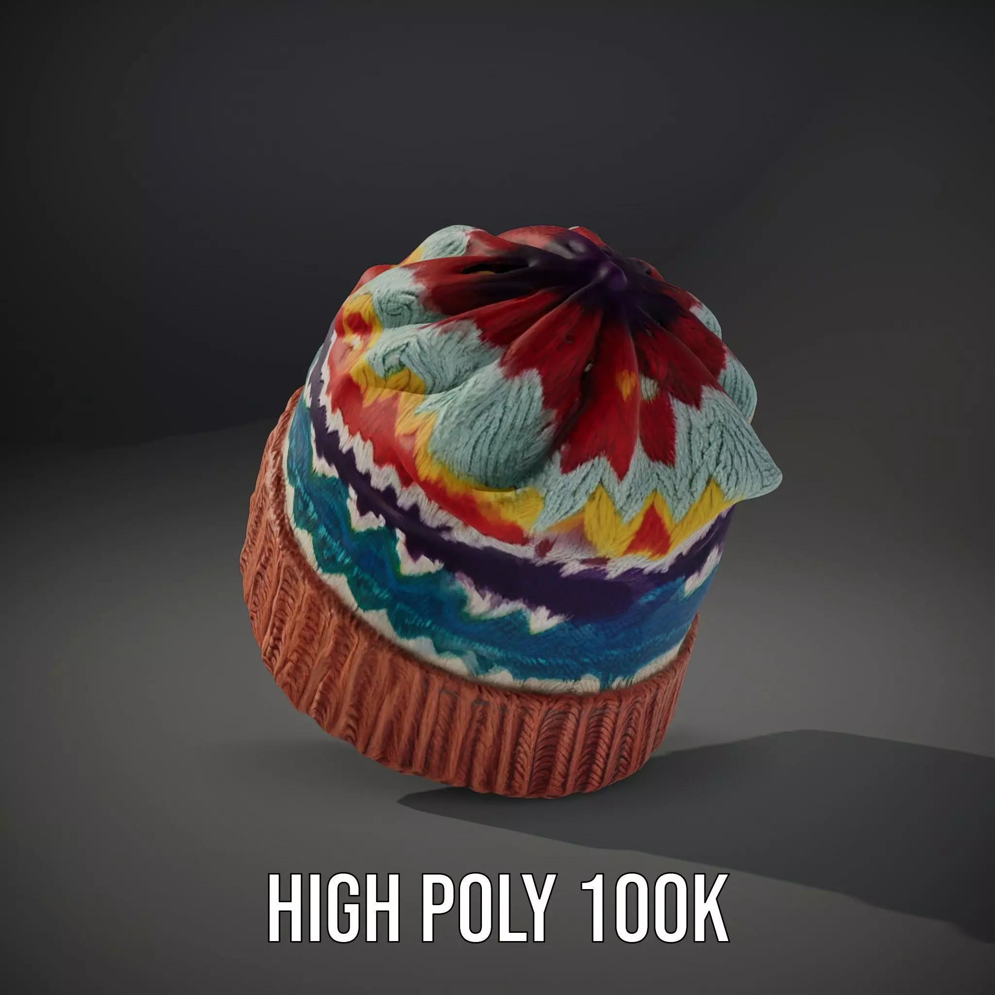 Colorful Knit Beanie model pack Low-poly 3D model_8