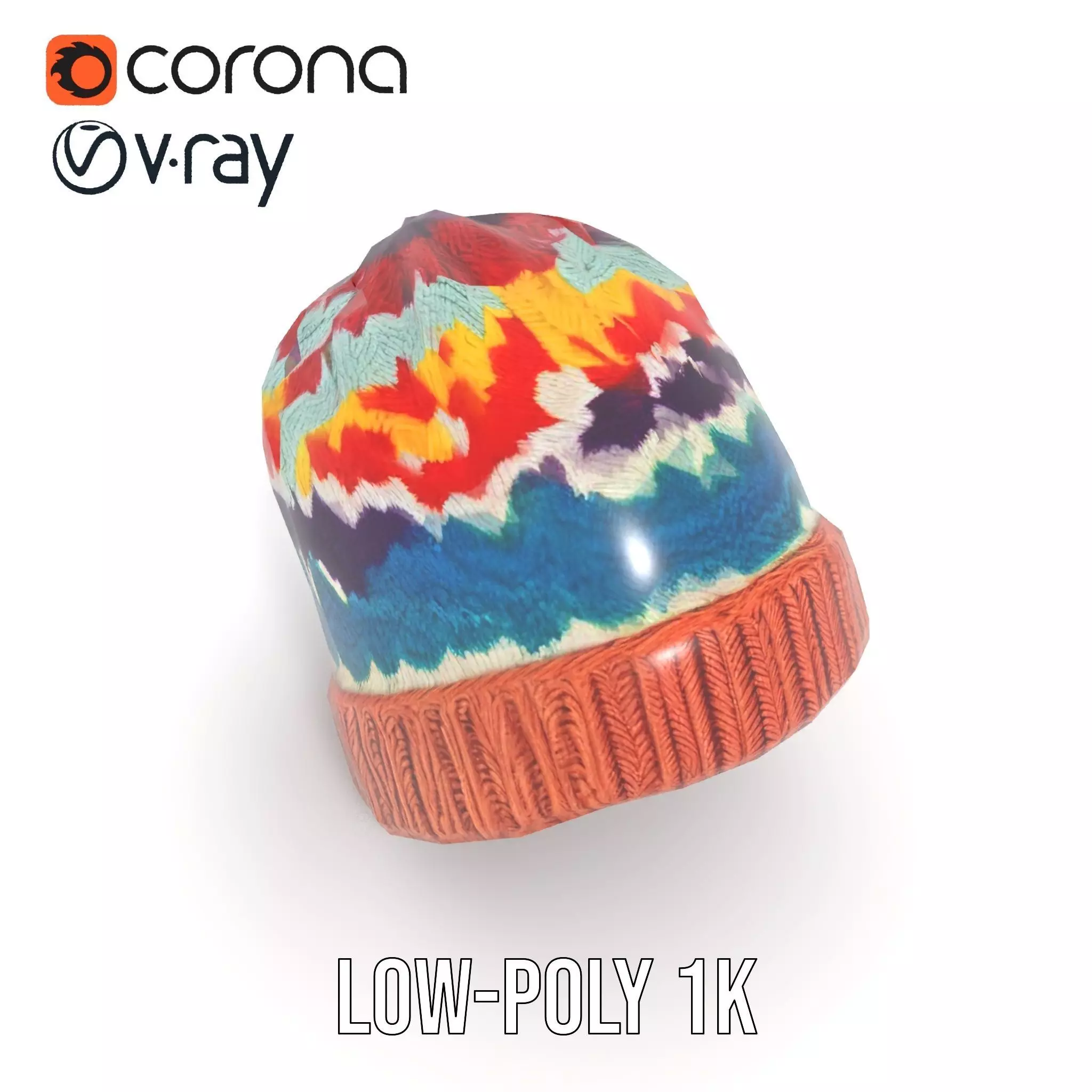 Colorful Knit Beanie model pack Low-poly 3D model_12