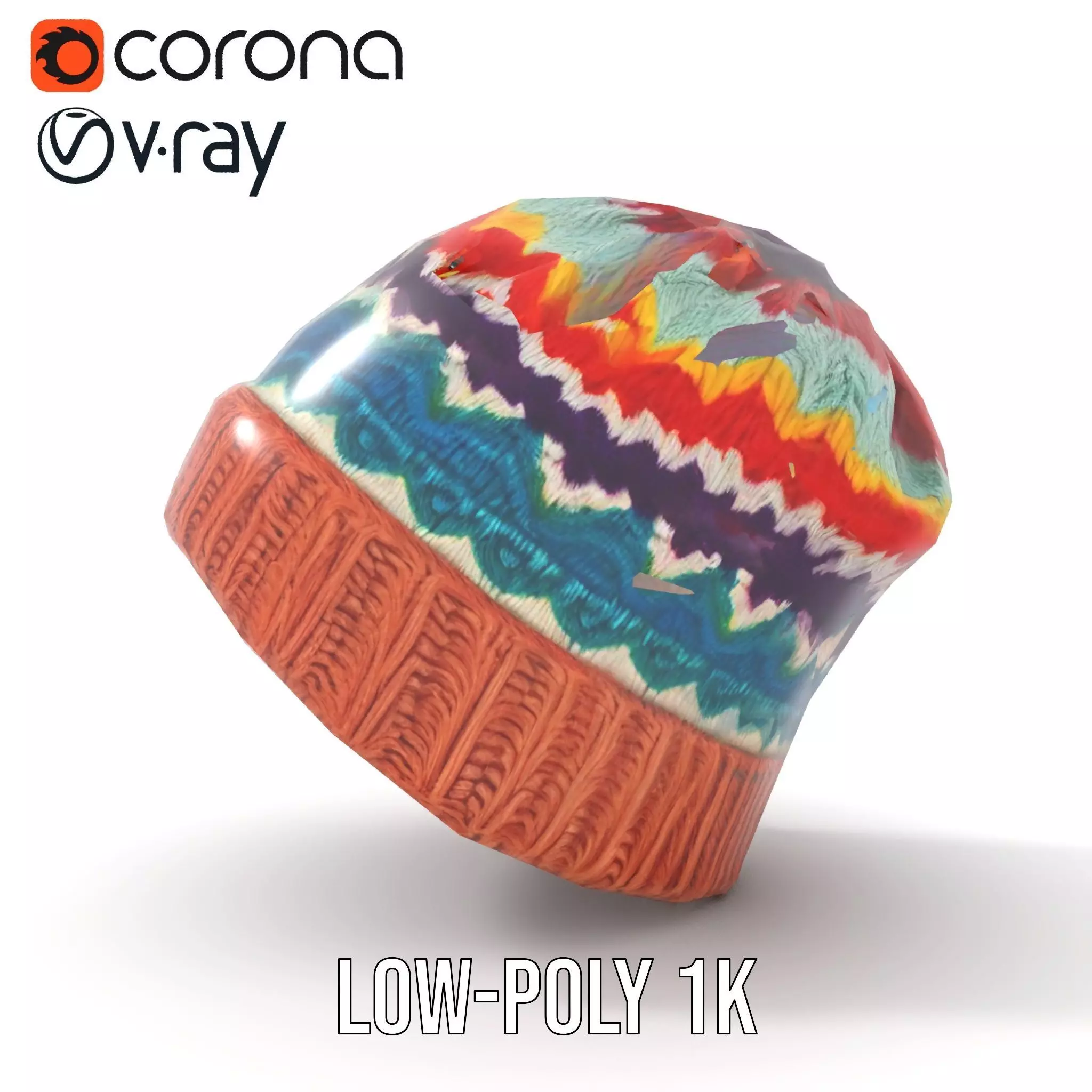 Colorful Knit Beanie model pack Low-poly 3D model_17