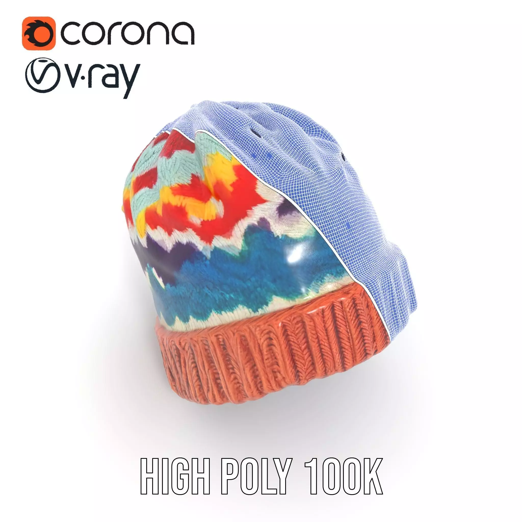 Colorful Knit Beanie model pack Low-poly 3D model_32