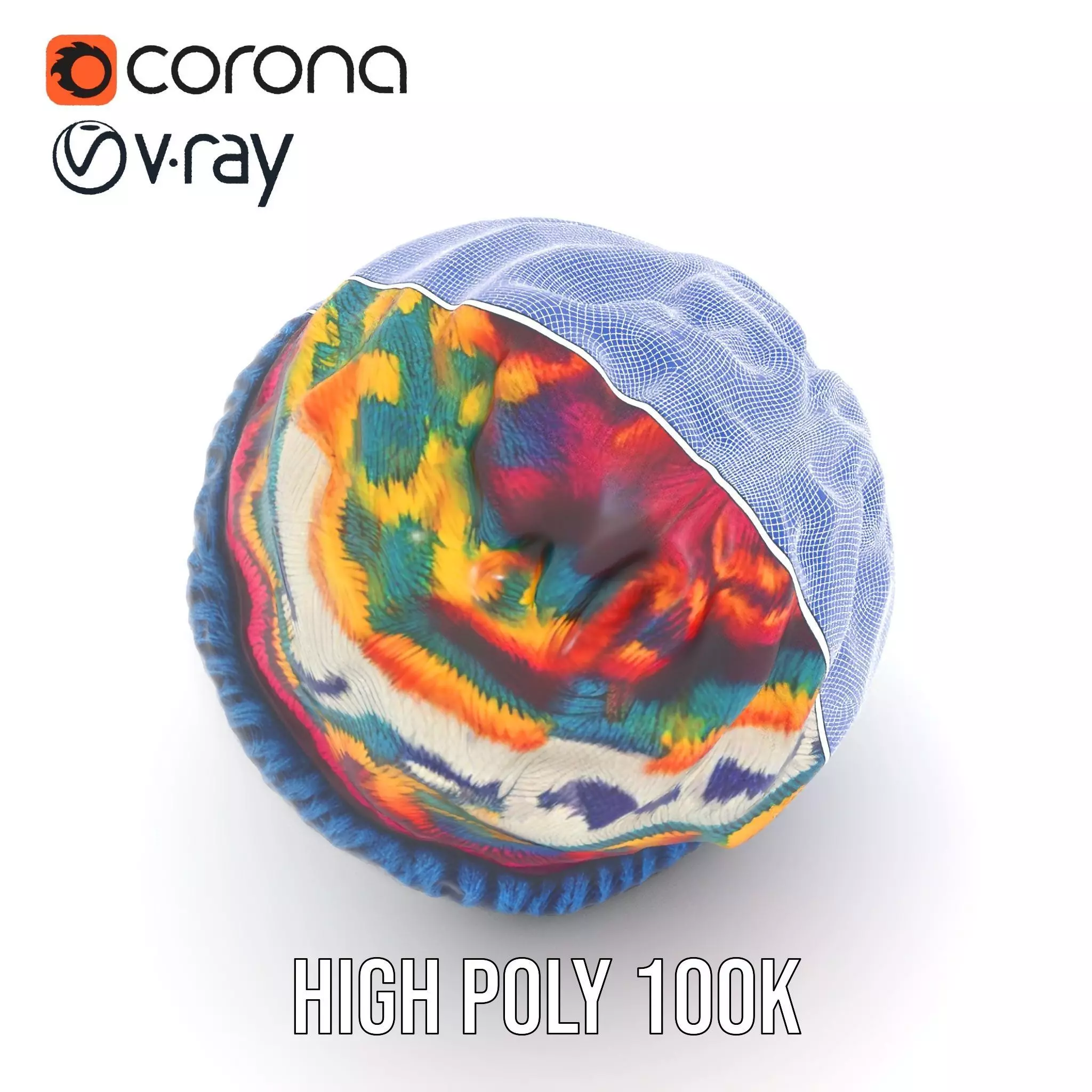 Colorful Knit Beanie model pack Low-poly 3D model_32